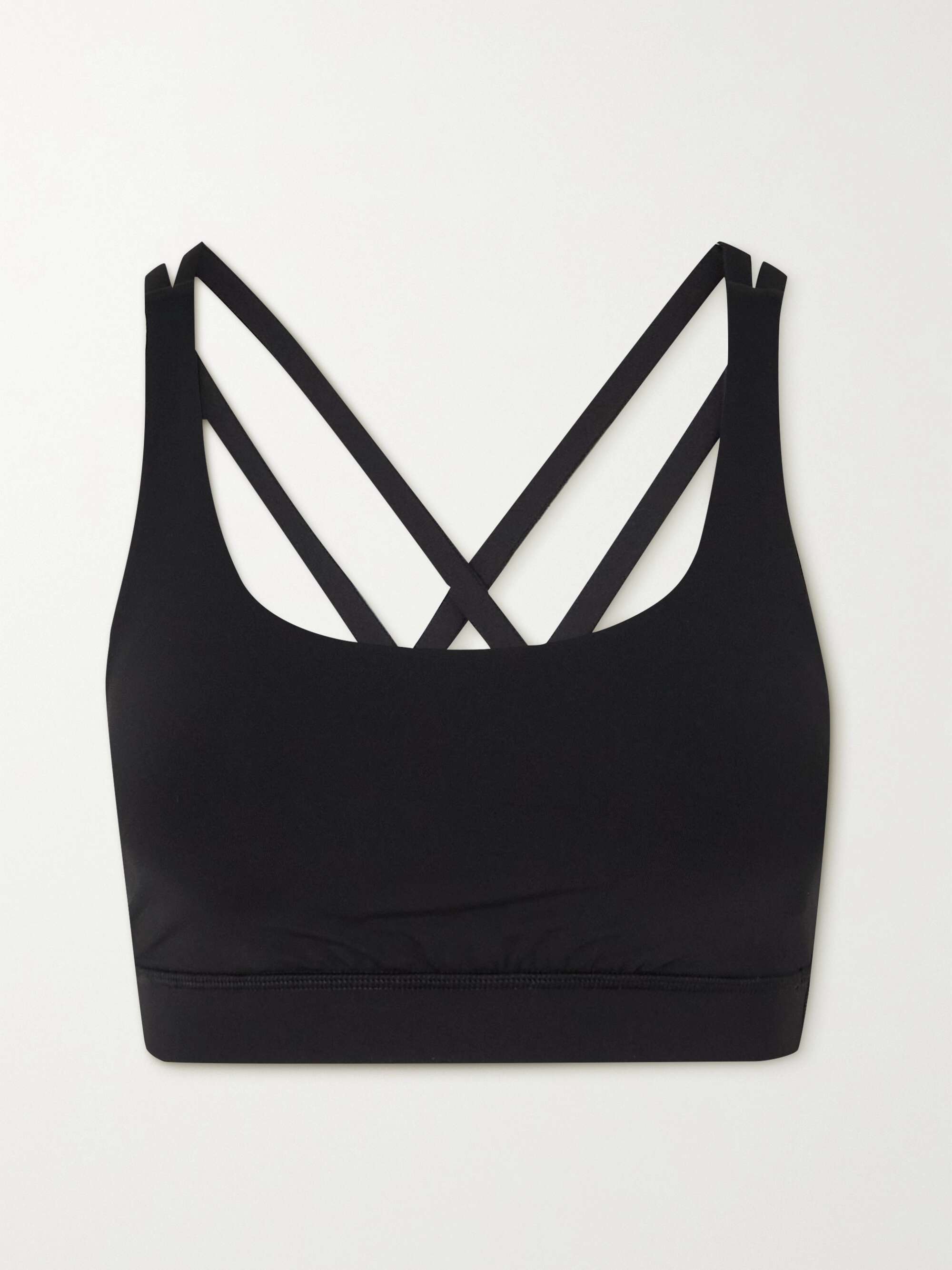 Lululemon Sports Bra Black with Bronze Lines Crossed Straps Lattice Back  *Size 2