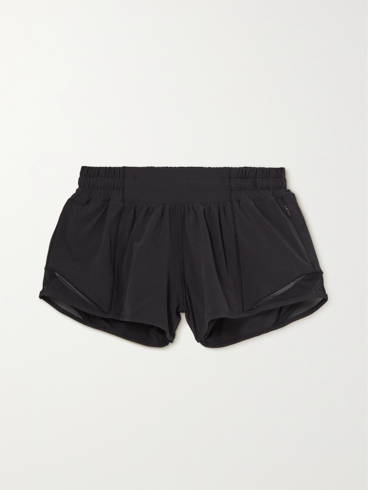 Lululemon Hotty Hot Low-rise Mesh-paneled Stretch Recycled-swift Shorts In Black