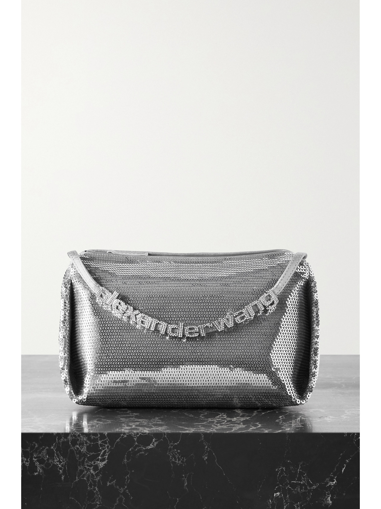 Alexander Wang - Mini Crystal-embellished Sequined Chiffon Tote - Silver