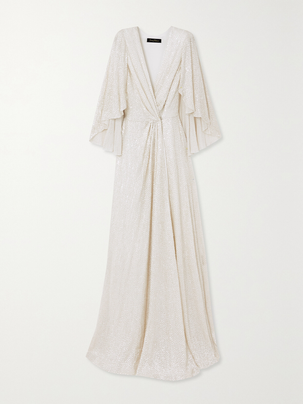 Jenny Packham - Cape-effect Sequined Chiffon Gown - White