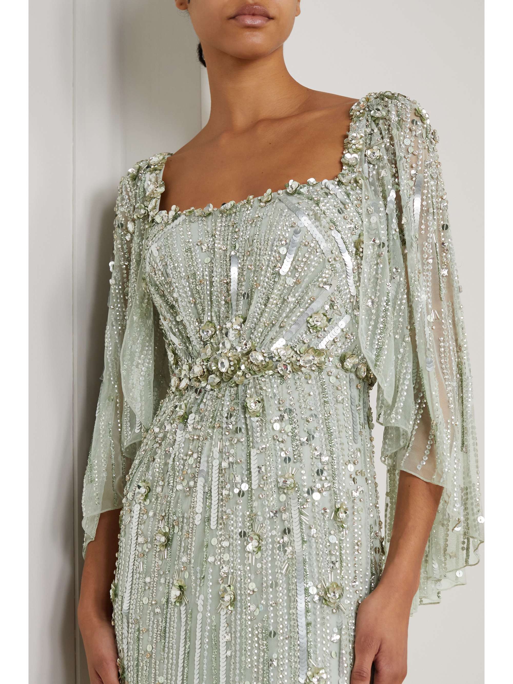 JENNY PACKHAM Cape-effect embellished tulle gown