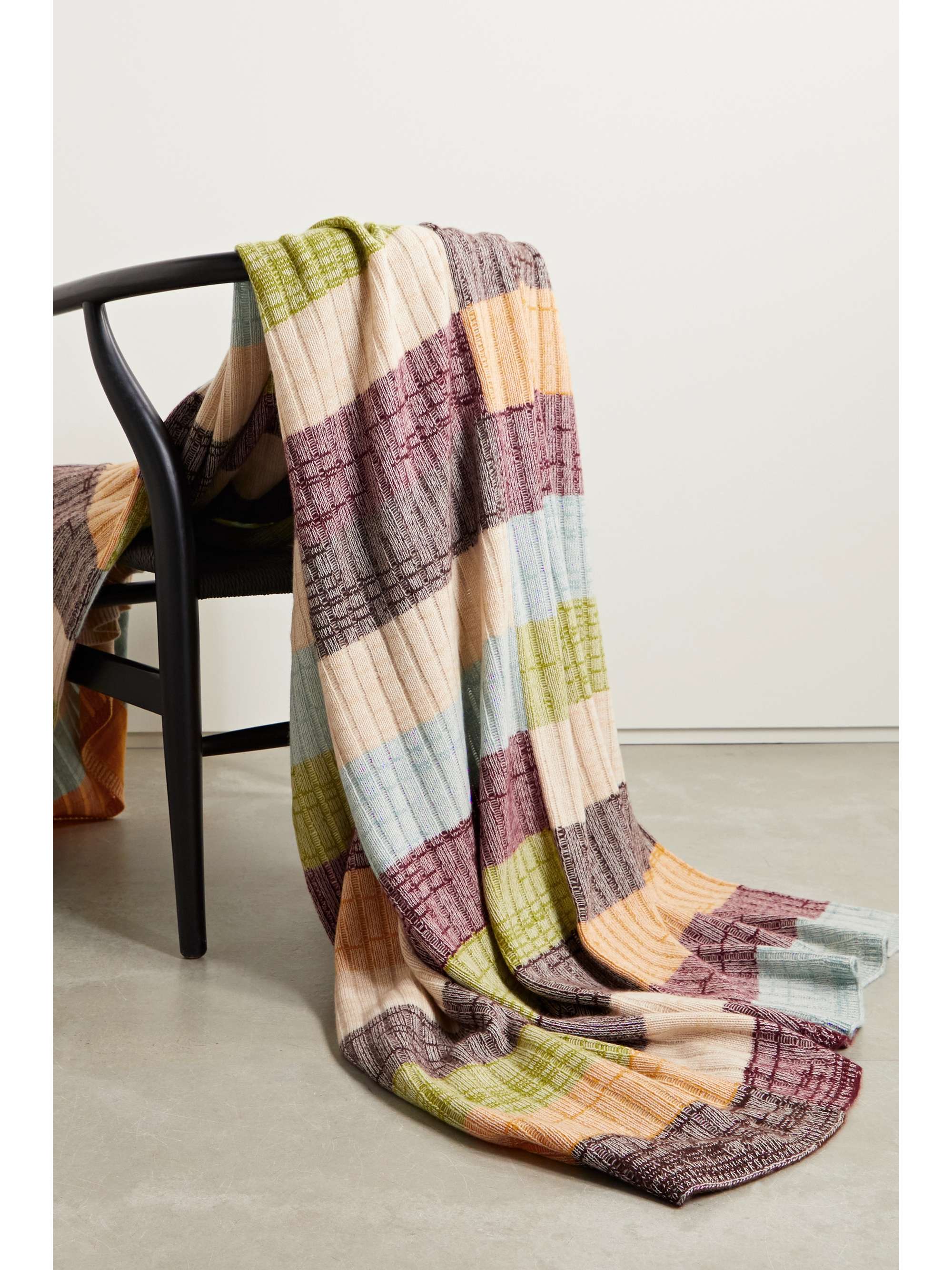 THE ELDER STATESMAN Oasis ribbed striped cashmere blanket NETAPORTER