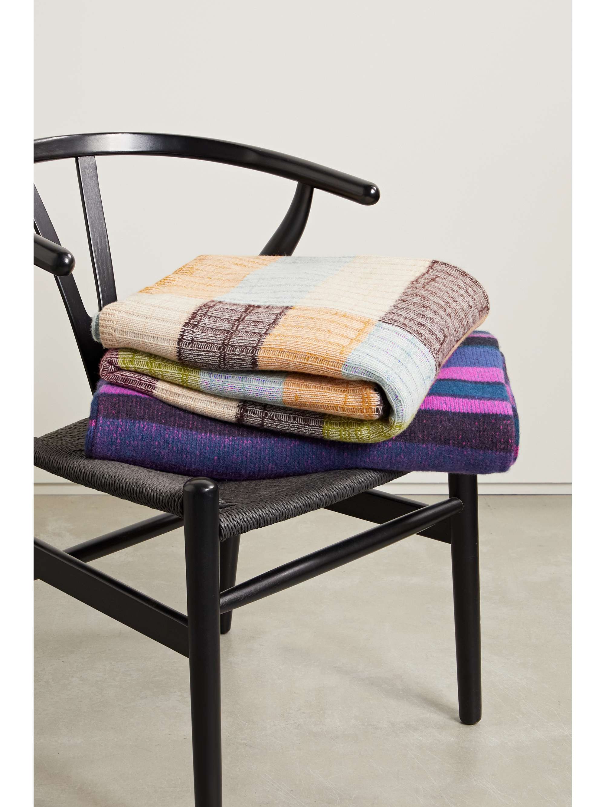 THE ELDER STATESMAN Oasis ribbed striped cashmere blanket NETAPORTER