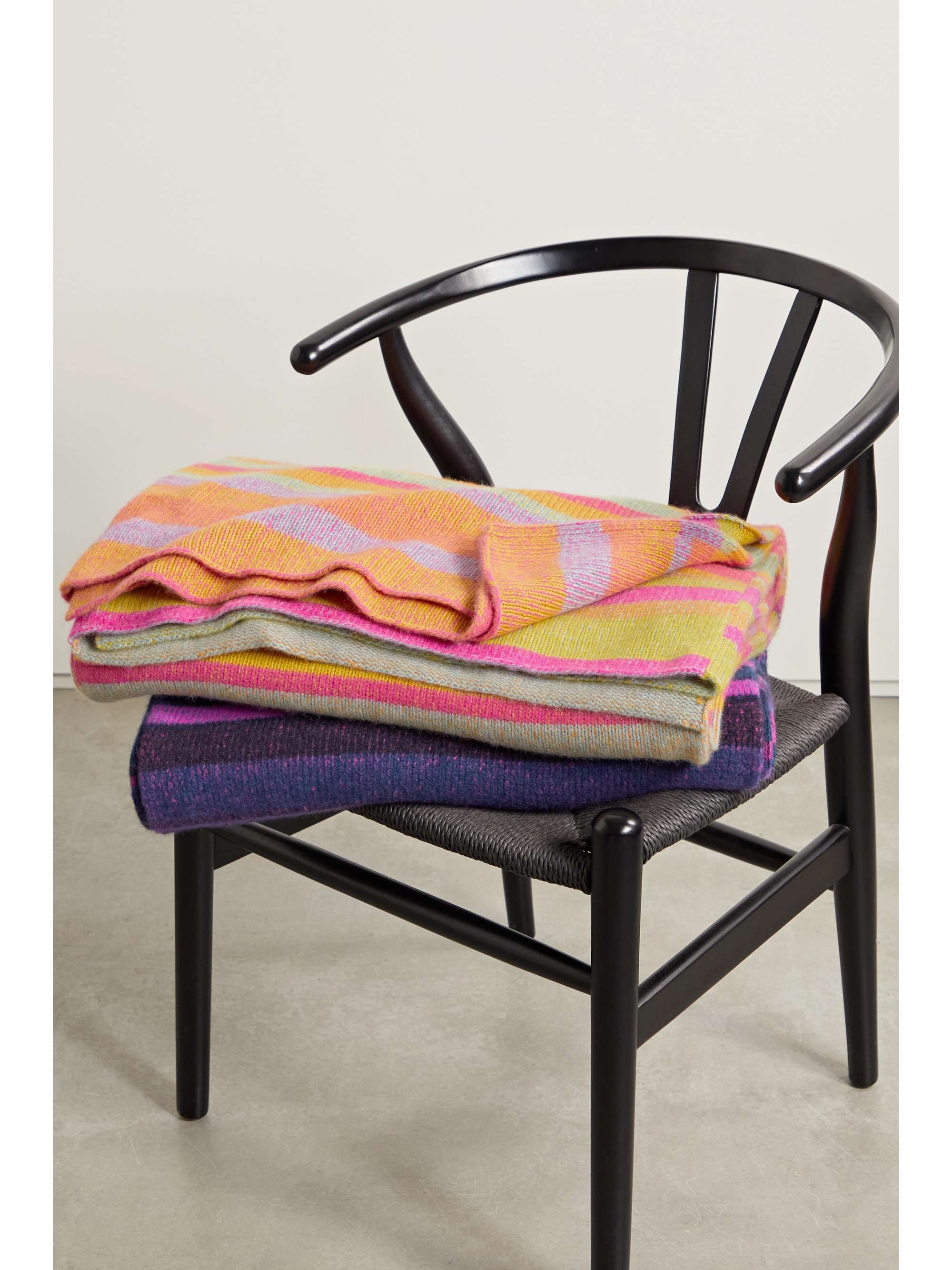 THE ELDER STATESMAN Striped brushed cashmere blanket NETAPORTER