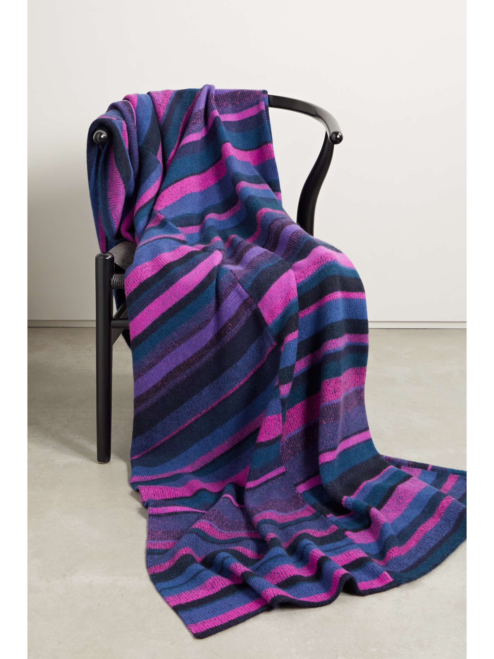 Striped brushed cashmere blanket