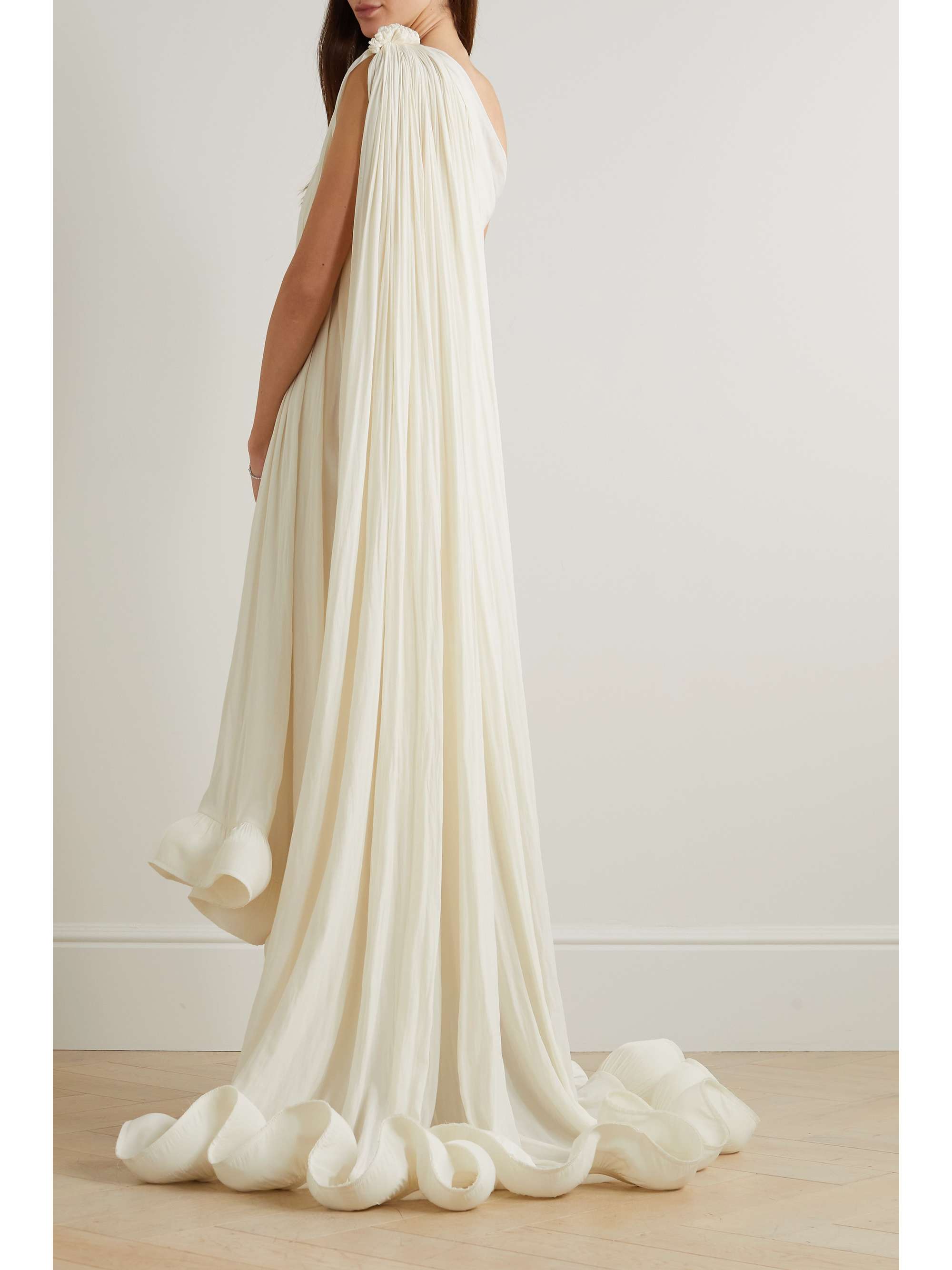 LANVIN One-shoulder ruffled charmeuse gown