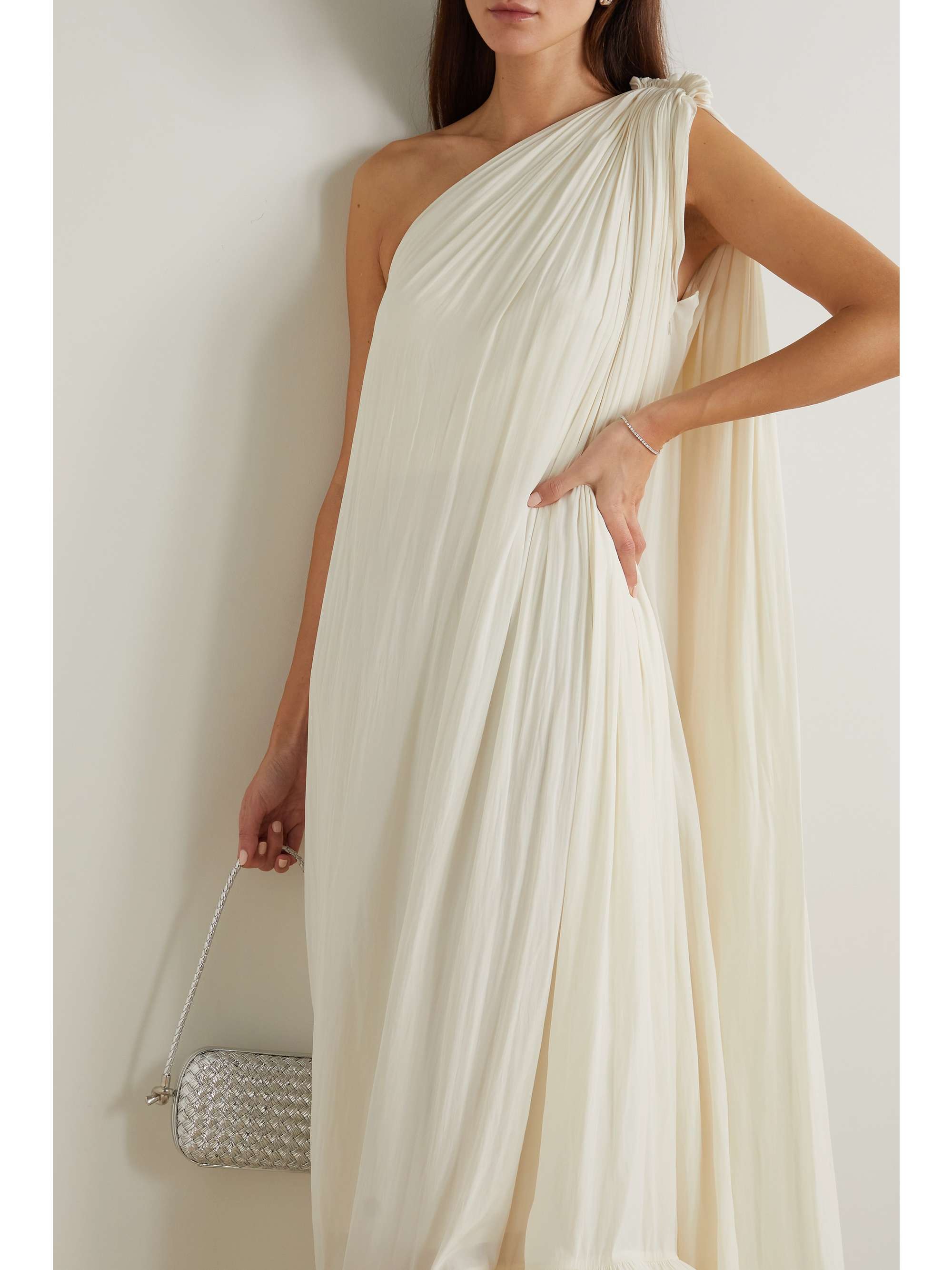 LANVIN One-shoulder ruffled charmeuse gown