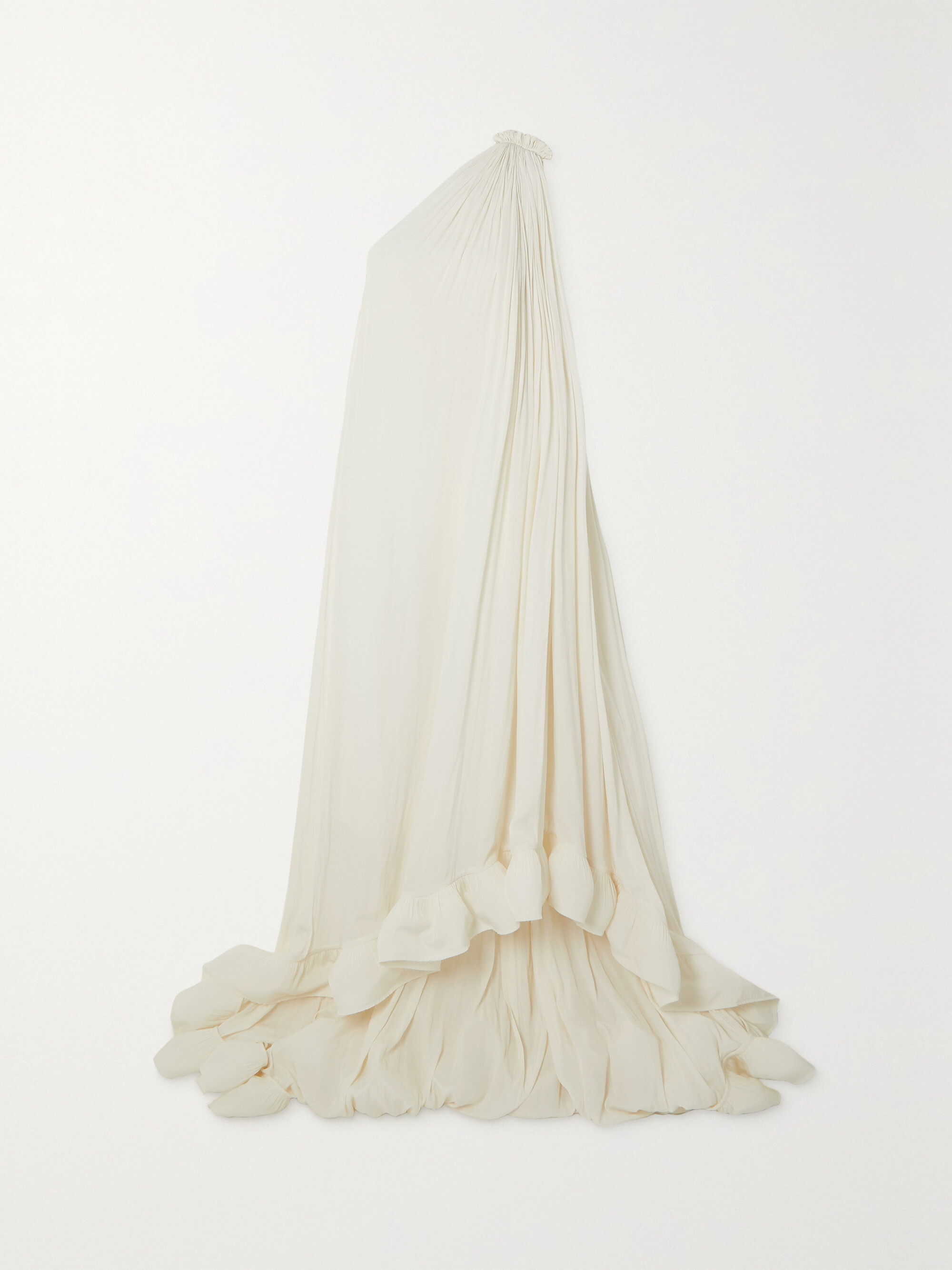 Lanvin One-shoulder ruffled plissé-crepe de chine gown thumbnail