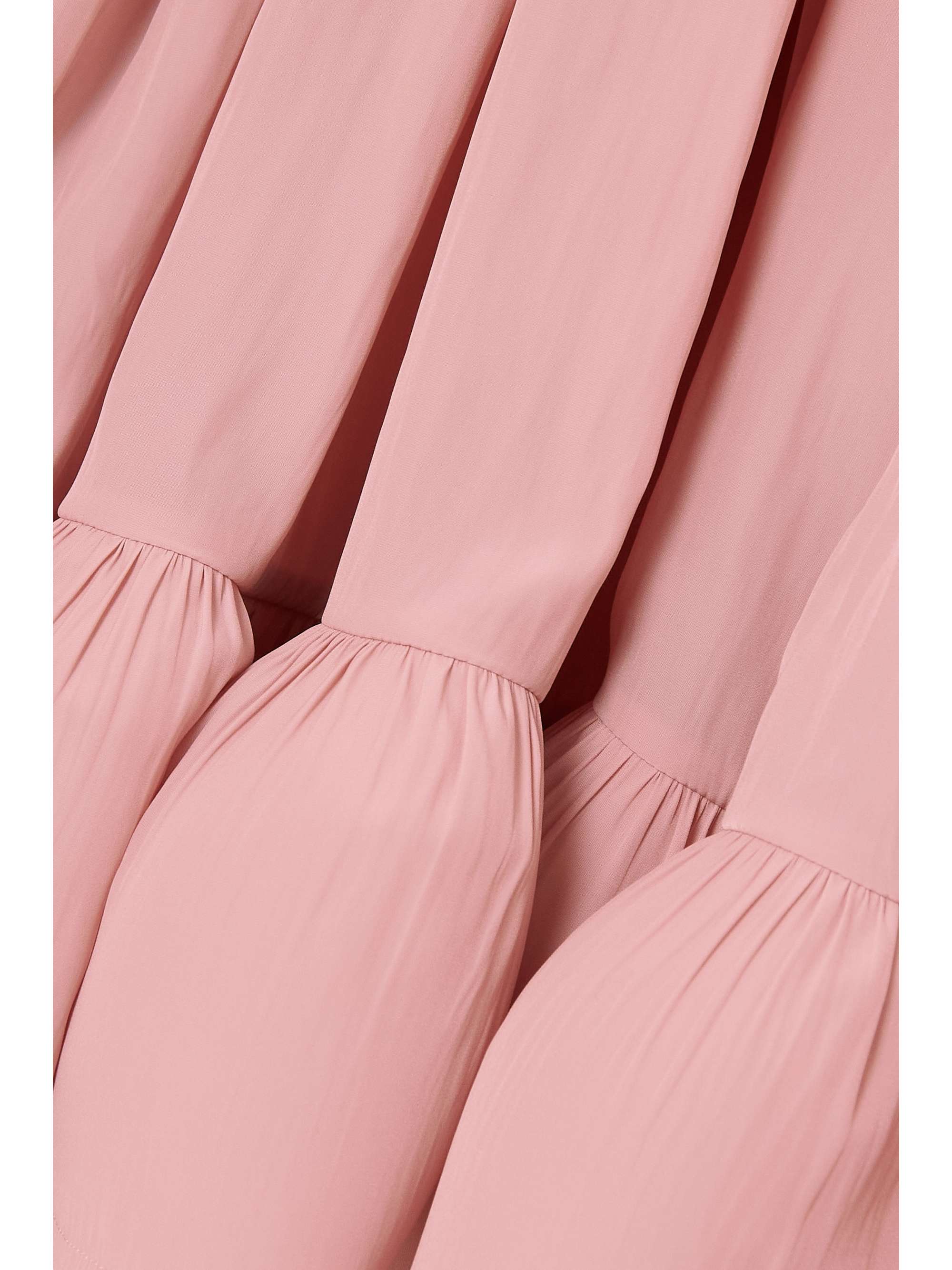 LANVIN Cape-effect tie-detailed ruffled crepe dress