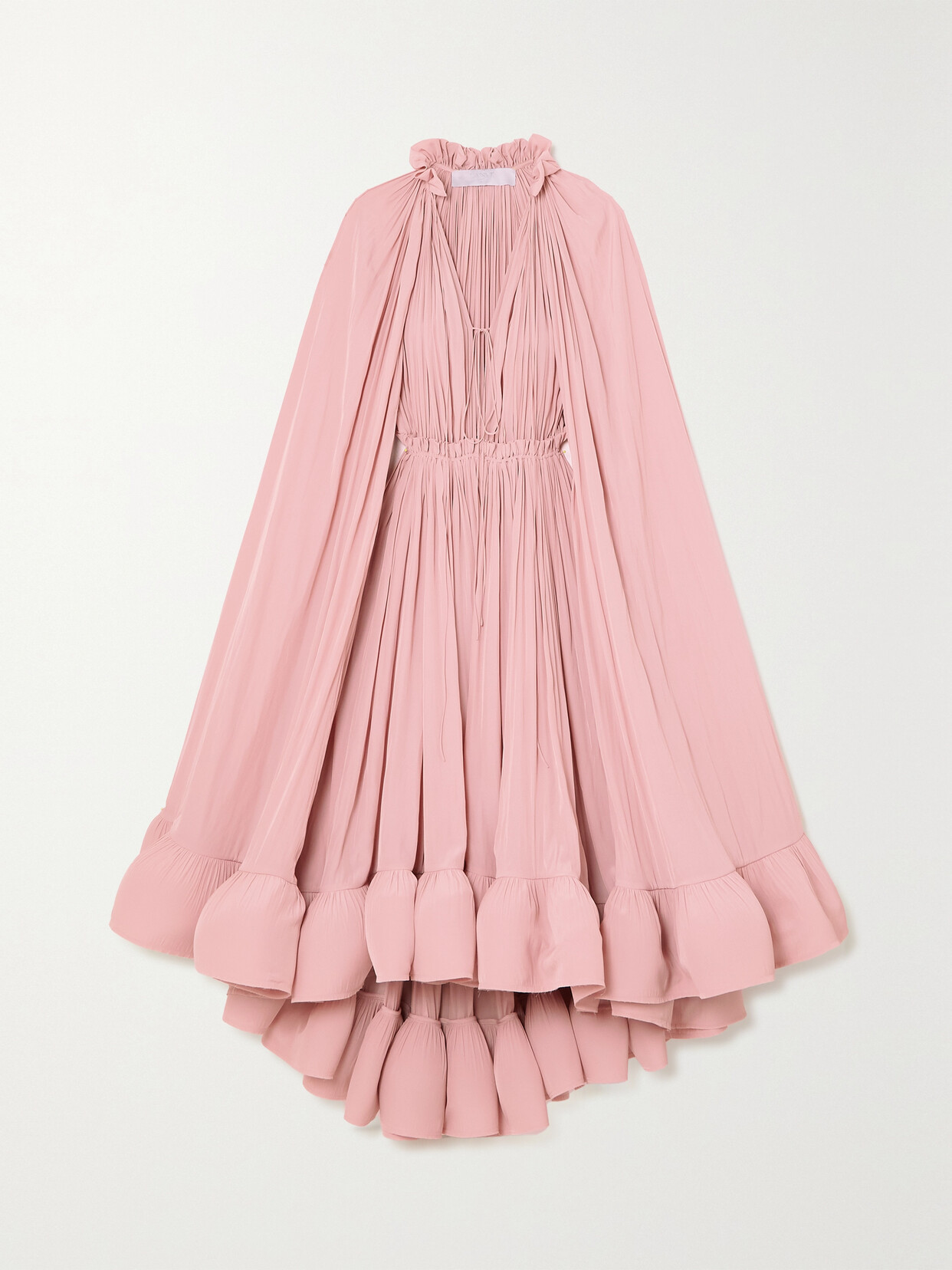 Lanvin - Cape-effect Tie-detailed Ruffled Crepe Dress - Pink