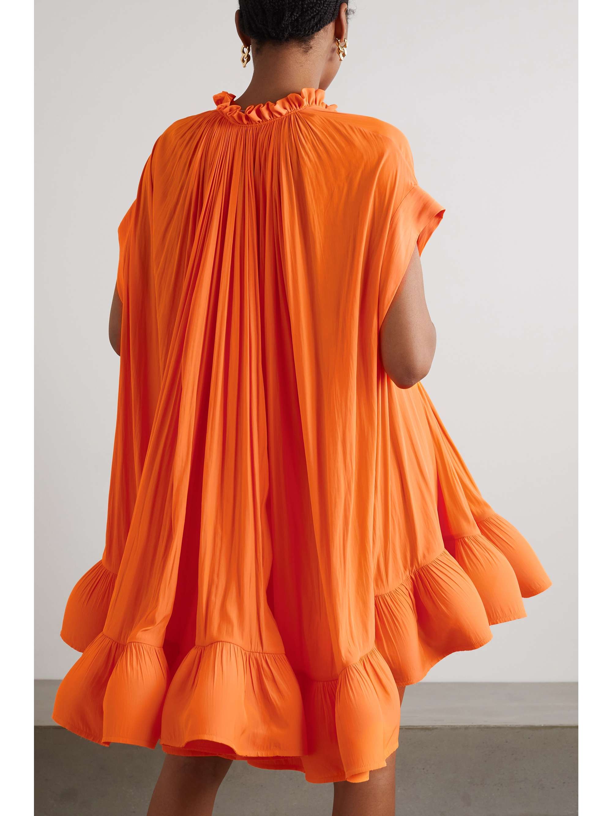 LANVIN Cape-effect belted charmeuse mini dress