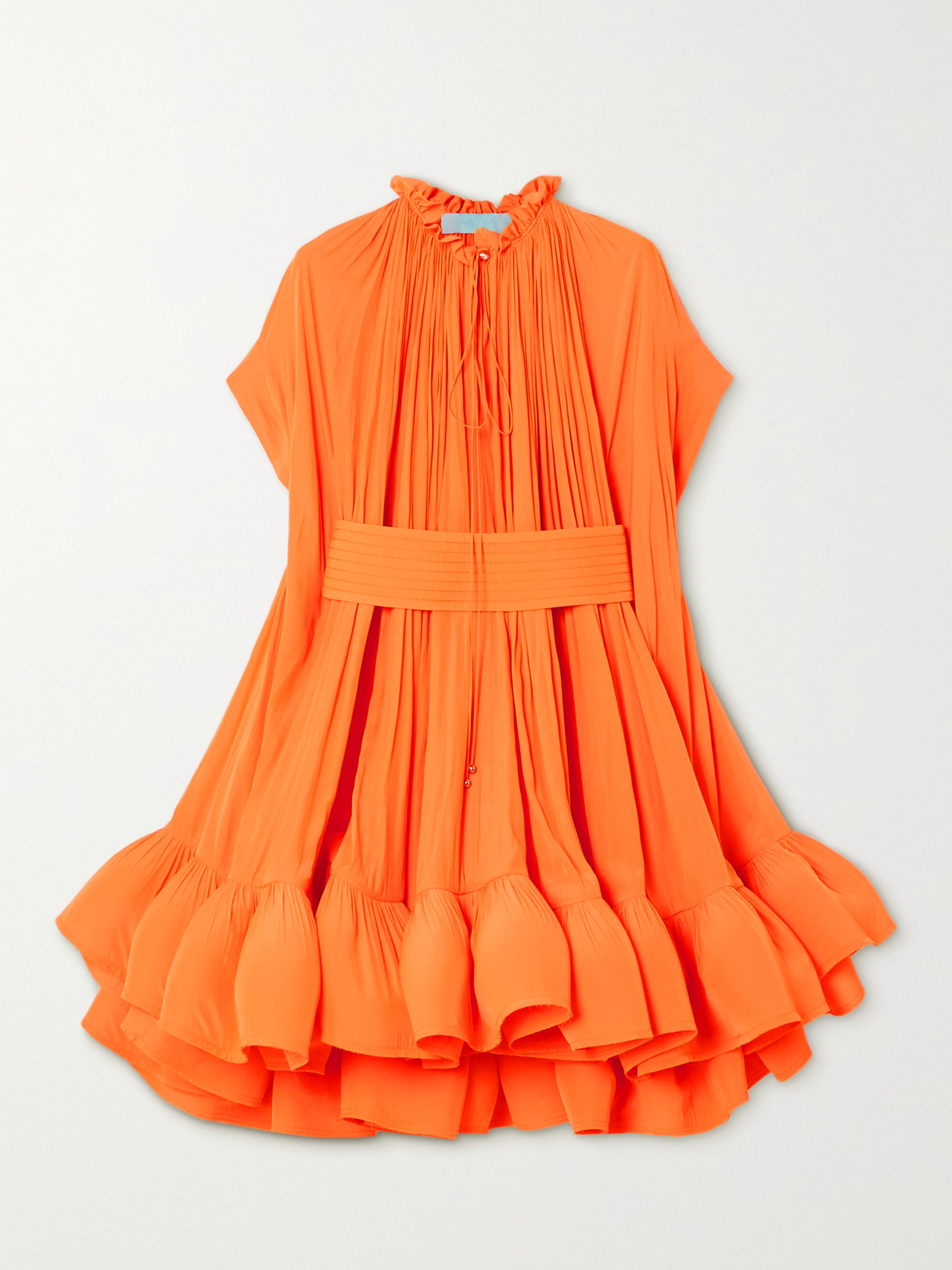 Lanvin Cape-effect belted charmeuse mini dress