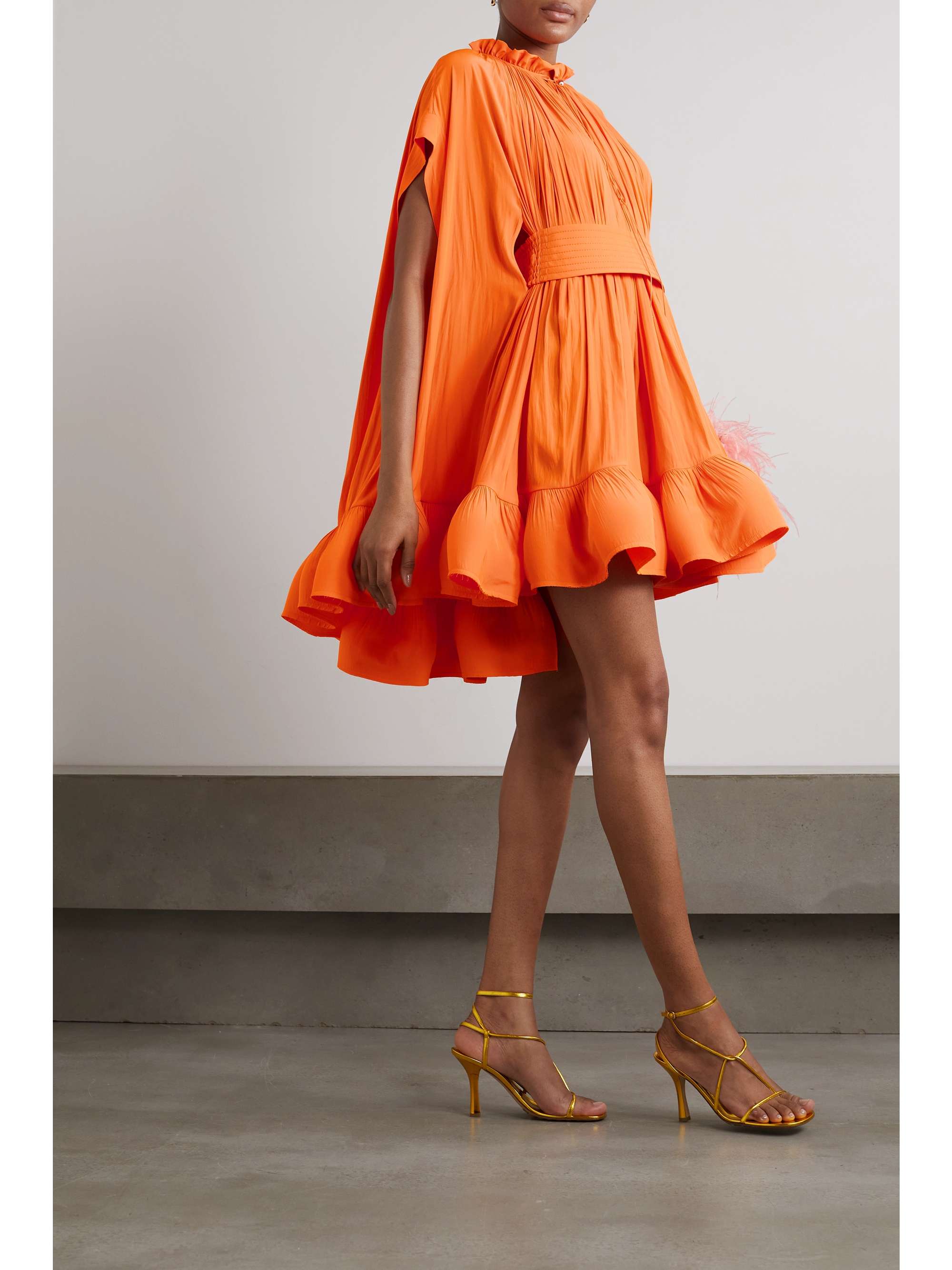 LANVIN Cape-effect belted charmeuse mini dress