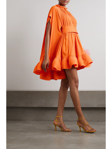 Lanvin Cape-effect belted charmeuse mini dress