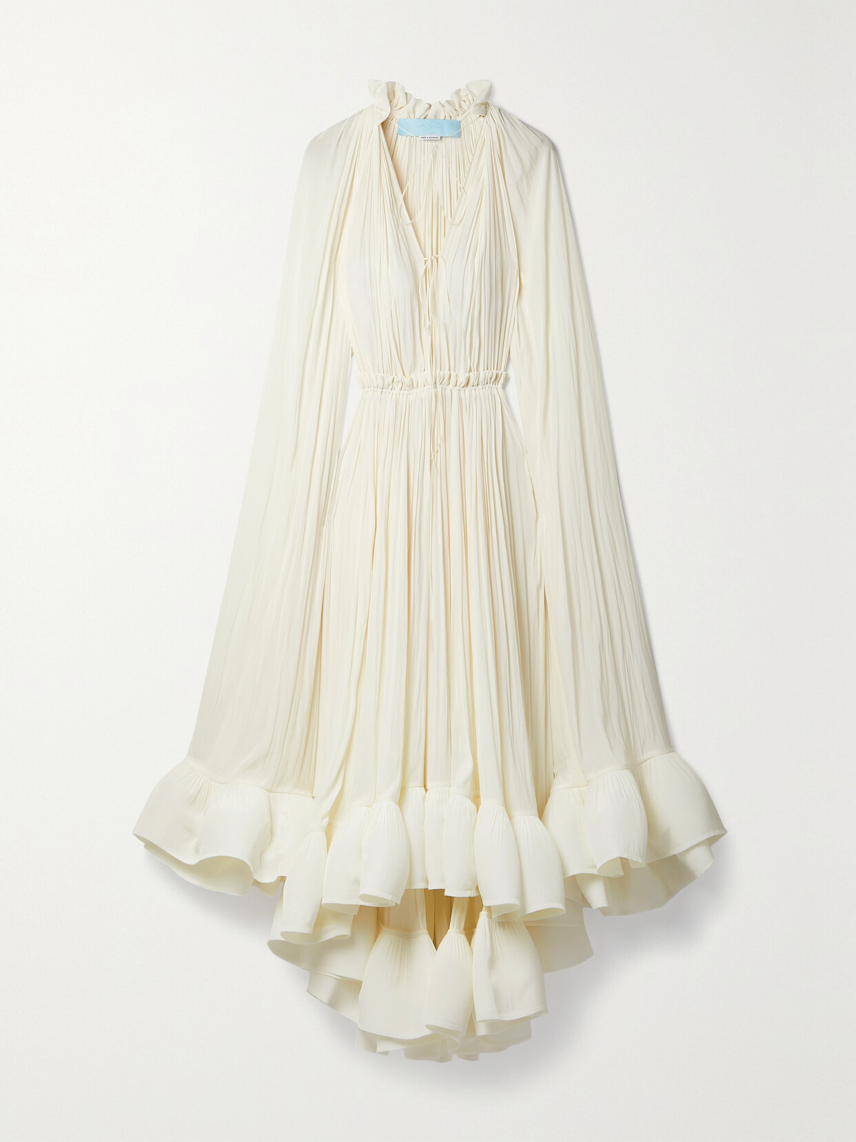 Lanvin Cape-effect Tie-detailed Ruffled Crepe Dress - Off-white