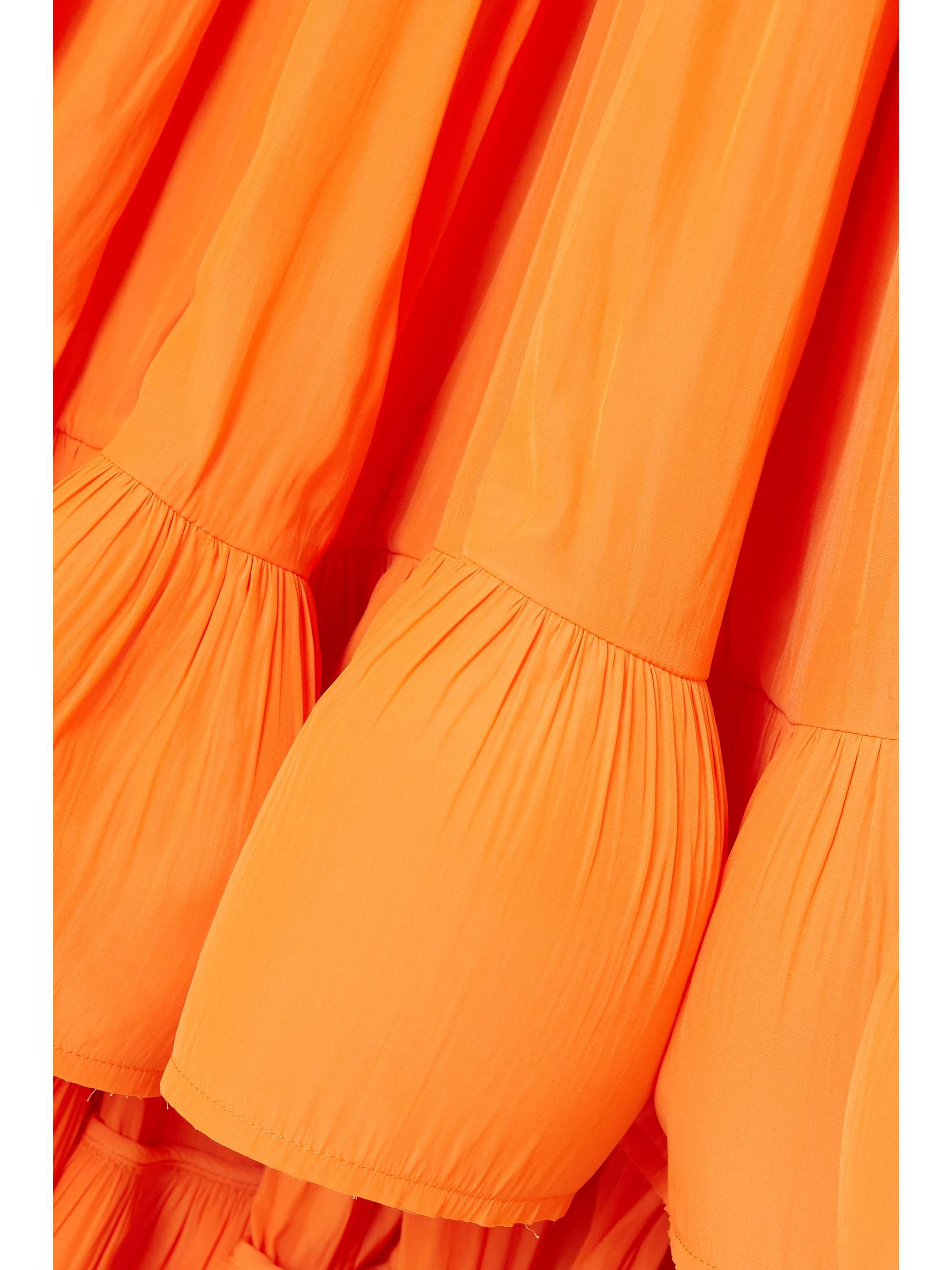 LANVIN Cape-effect tie-detailed ruffled crepe dress