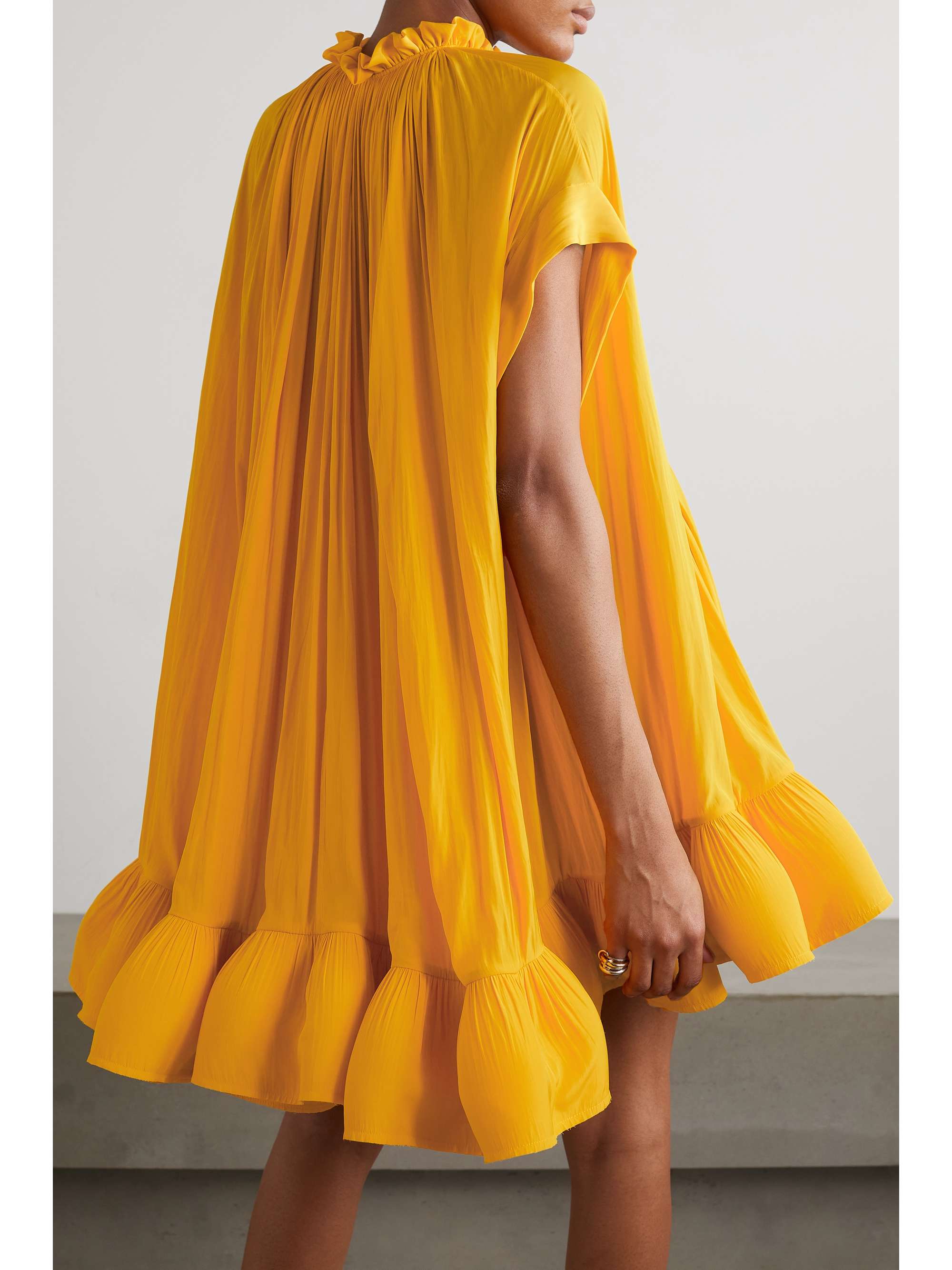 LANVIN Cape-effect belted charmeuse mini dress