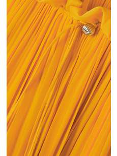 CAPE-EFFECT BELTED CHARMEUSE MINI DRESS