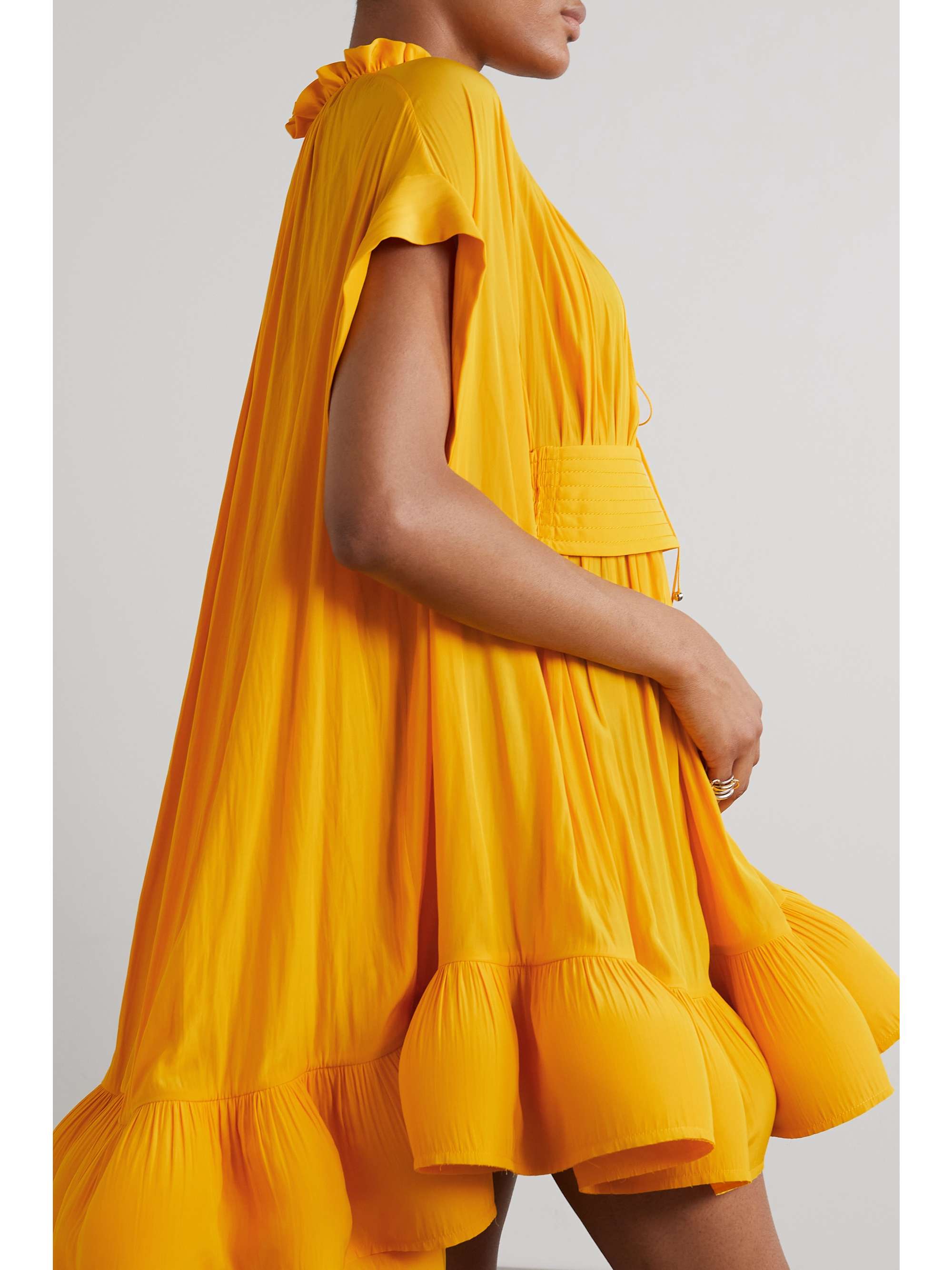 LANVIN Cape-effect belted charmeuse mini dress