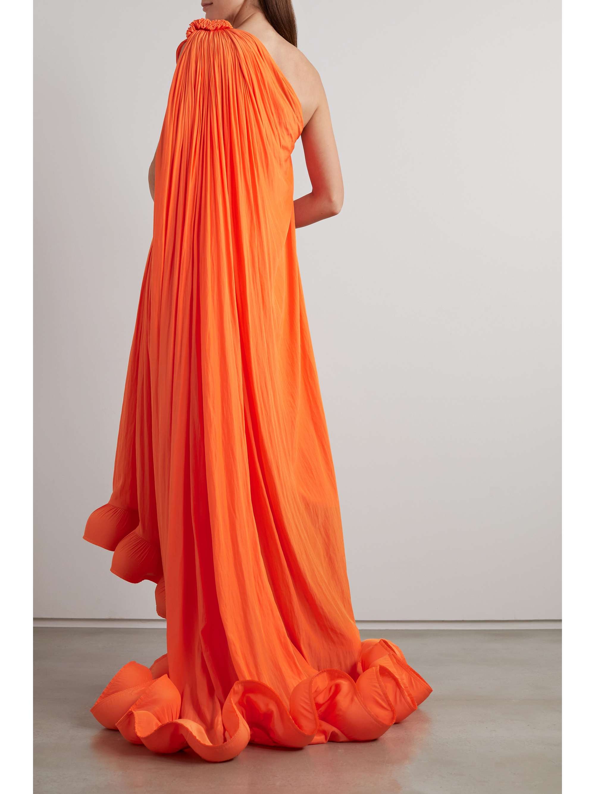 LANVIN One-shoulder ruffled charmeuse gown