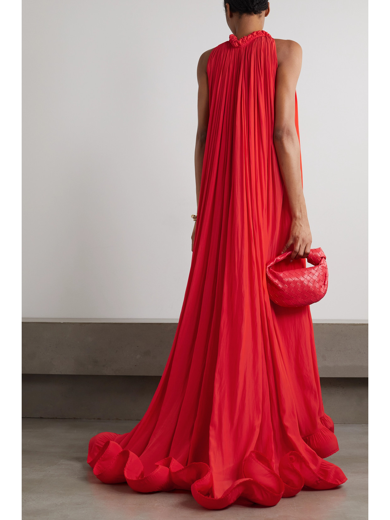 Shop Lanvin Ruffled Charmeuse Gown In Red