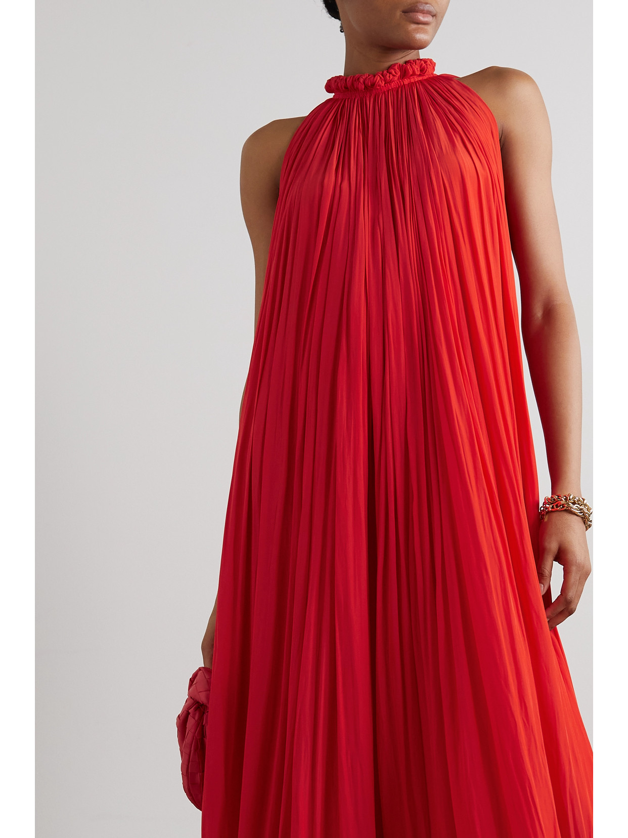 Shop Lanvin Ruffled Charmeuse Gown In Red