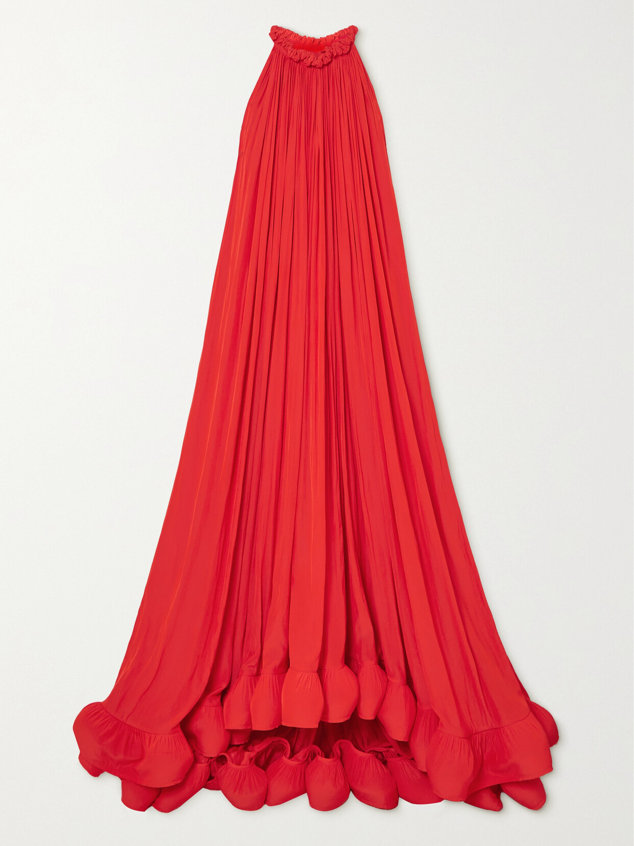 Lanvin Ruffled Charmeuse Gown In Red