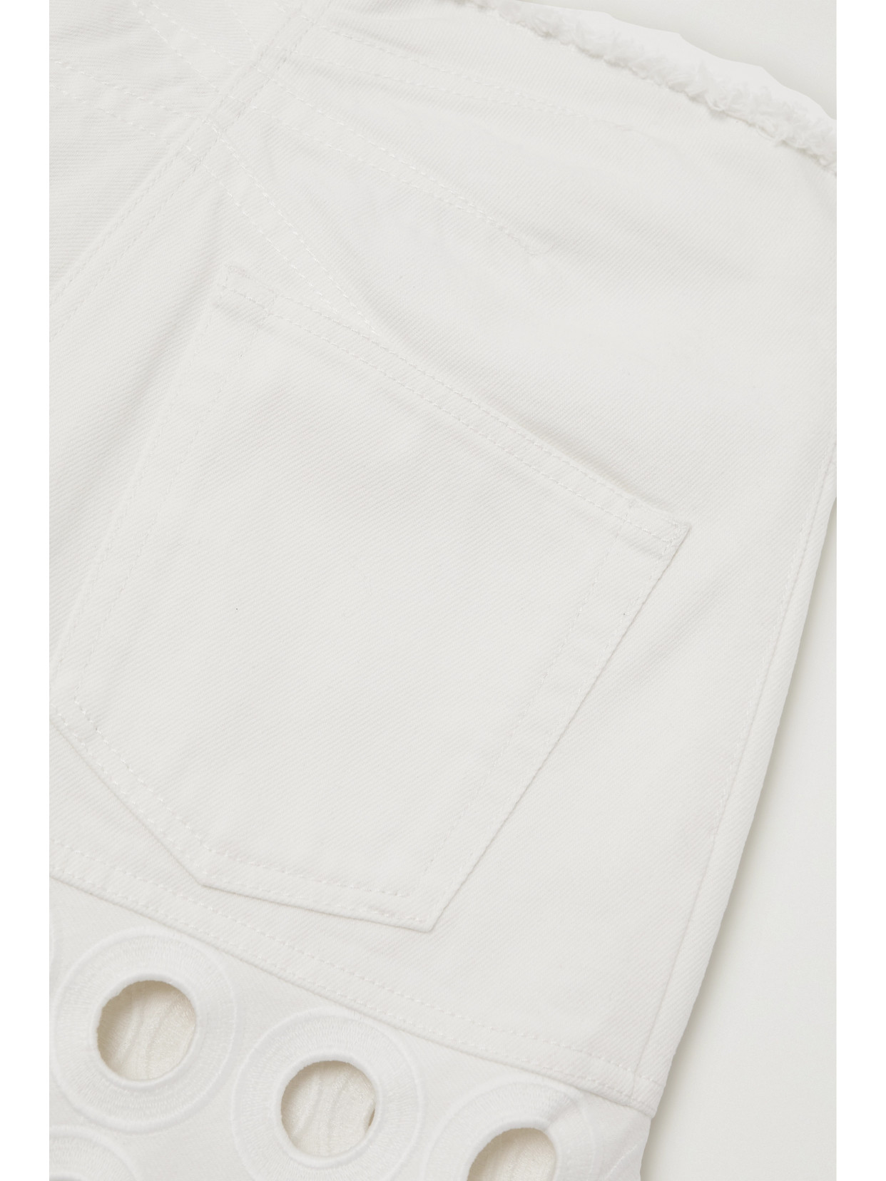 Alaïa Low-rise Circle Eyelet Wide-leg Ankle Denim Pants In White