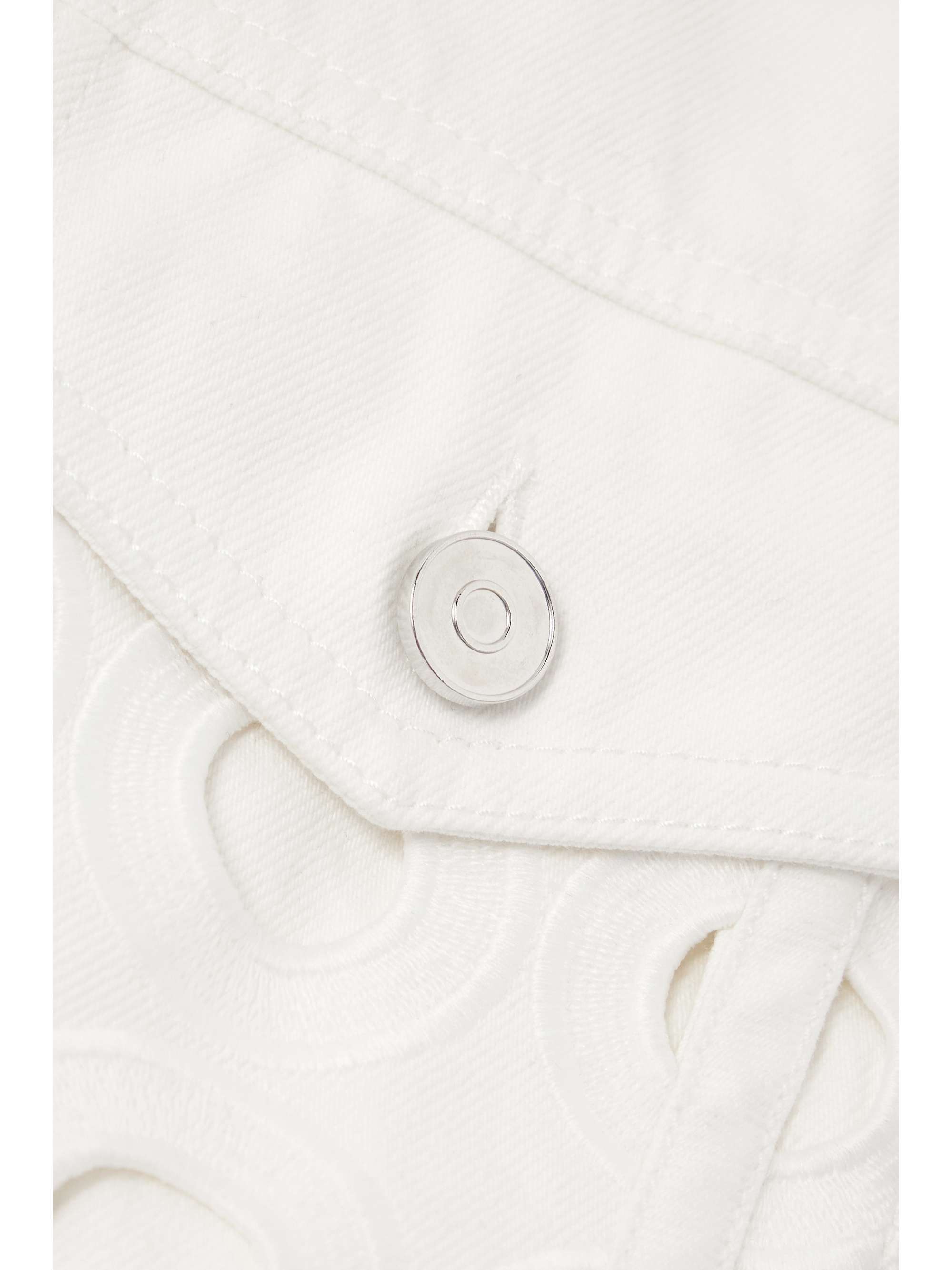 ALAÏA Embroidered lasercut denim vest NETAPORTER