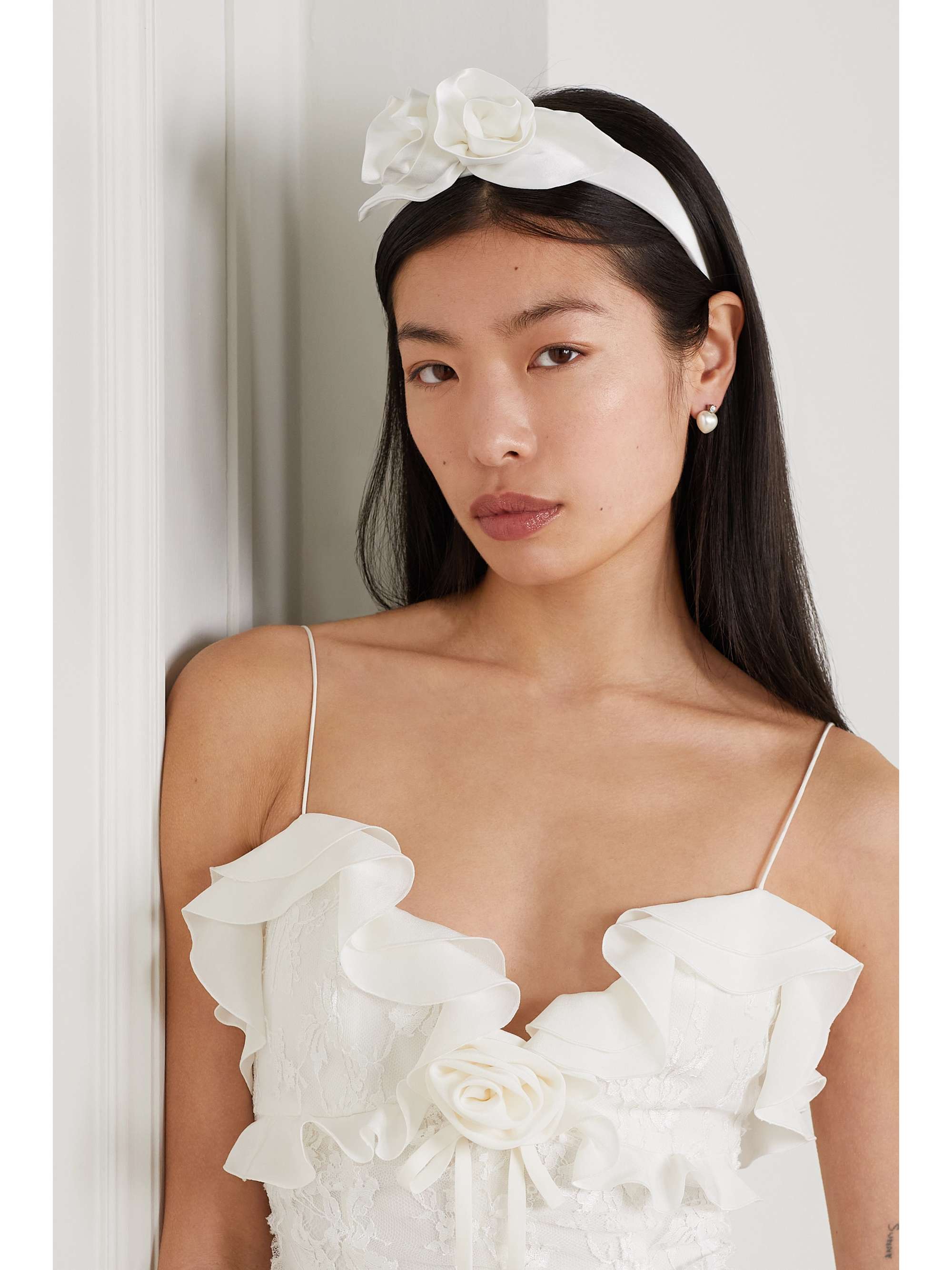 ALESSANDRA RICH Embellished silk-satin headband