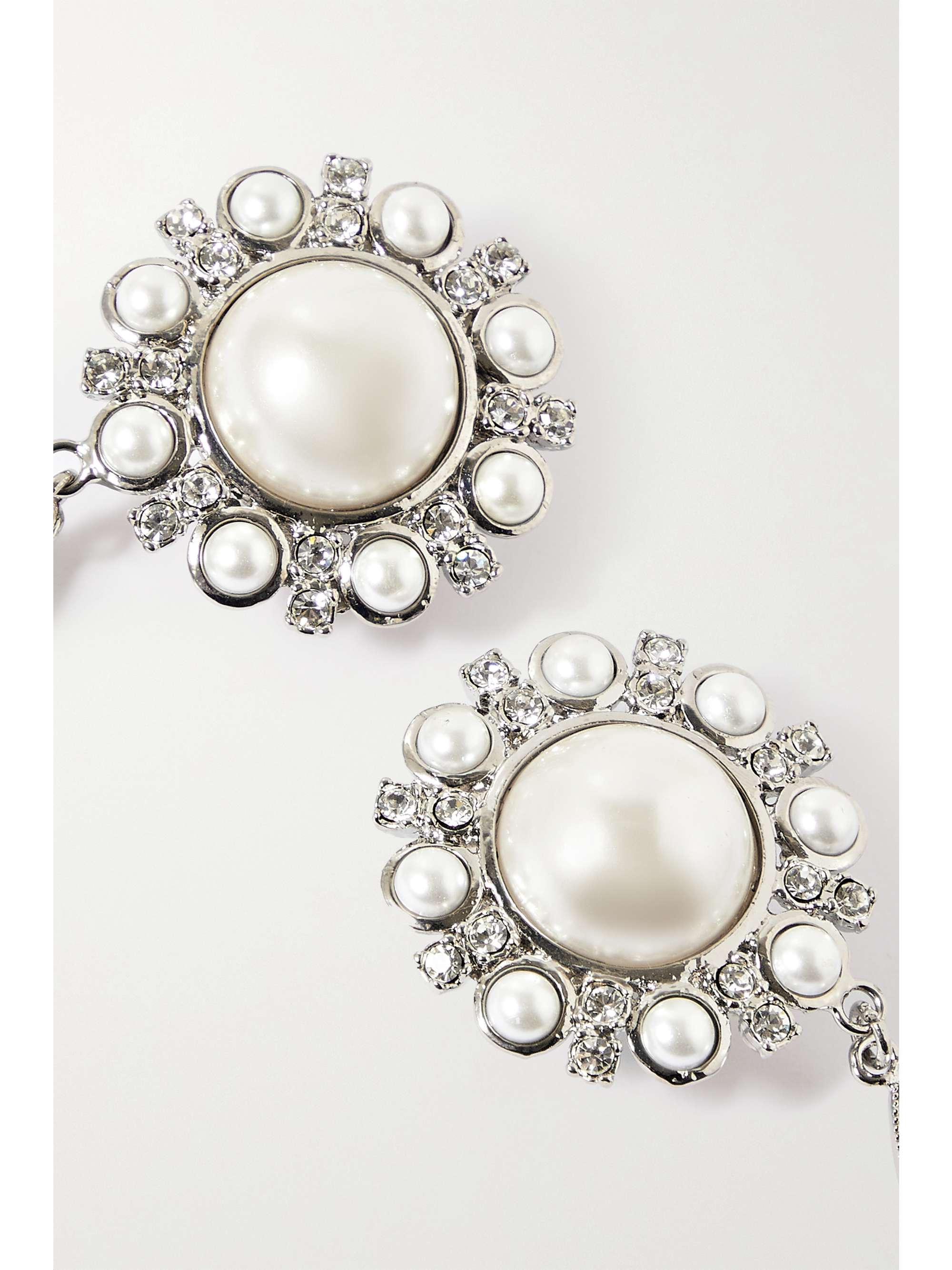 ALESSANDRA RICH Silver-tone, faux pearl and crystal clip earrings