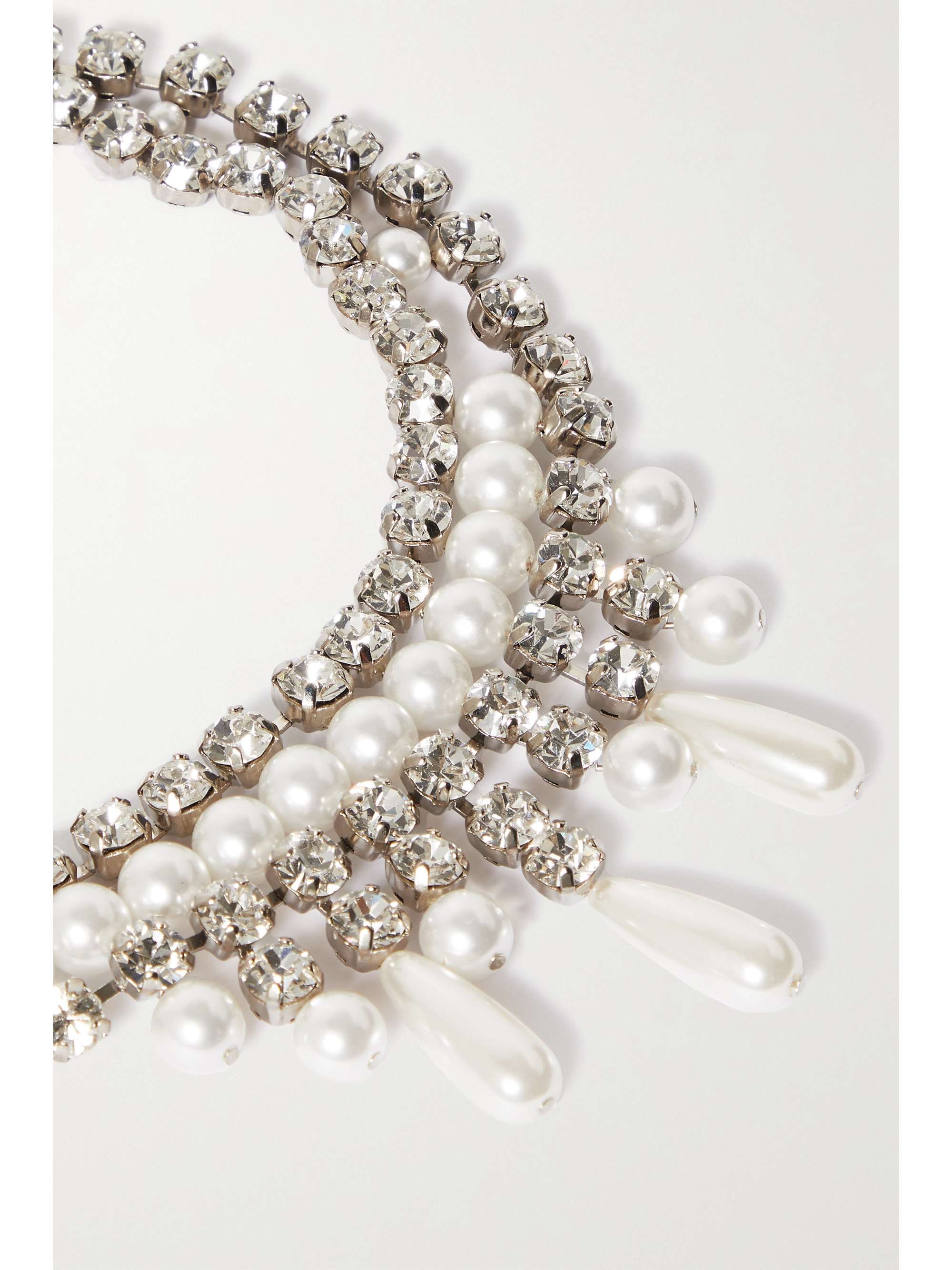 ALESSANDRA RICH Silver-tone, crystal and faux pearl choker