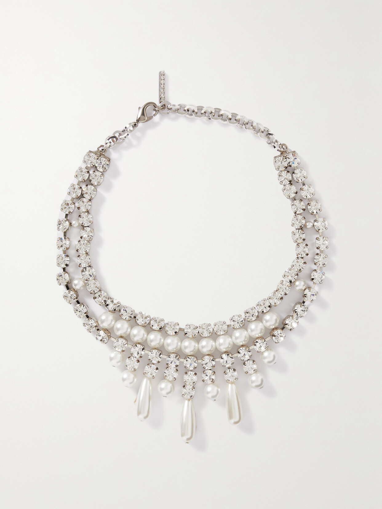 Alessandra Rich - Silver-tone, Crystal And Faux Pearl Choker - One size