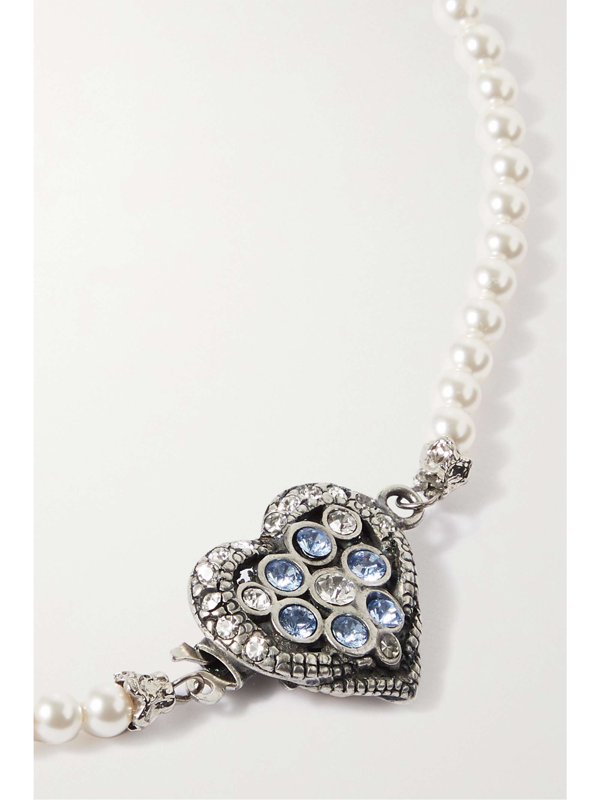 ALESSANDRA RICH Silver-tone, pearl and crystal necklace