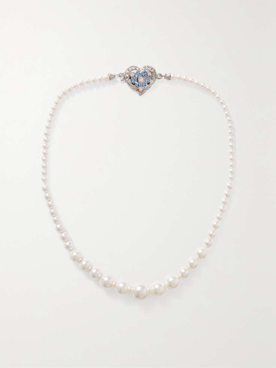 net-a-porter.com | Silver-tone, pearl and crystal necklace