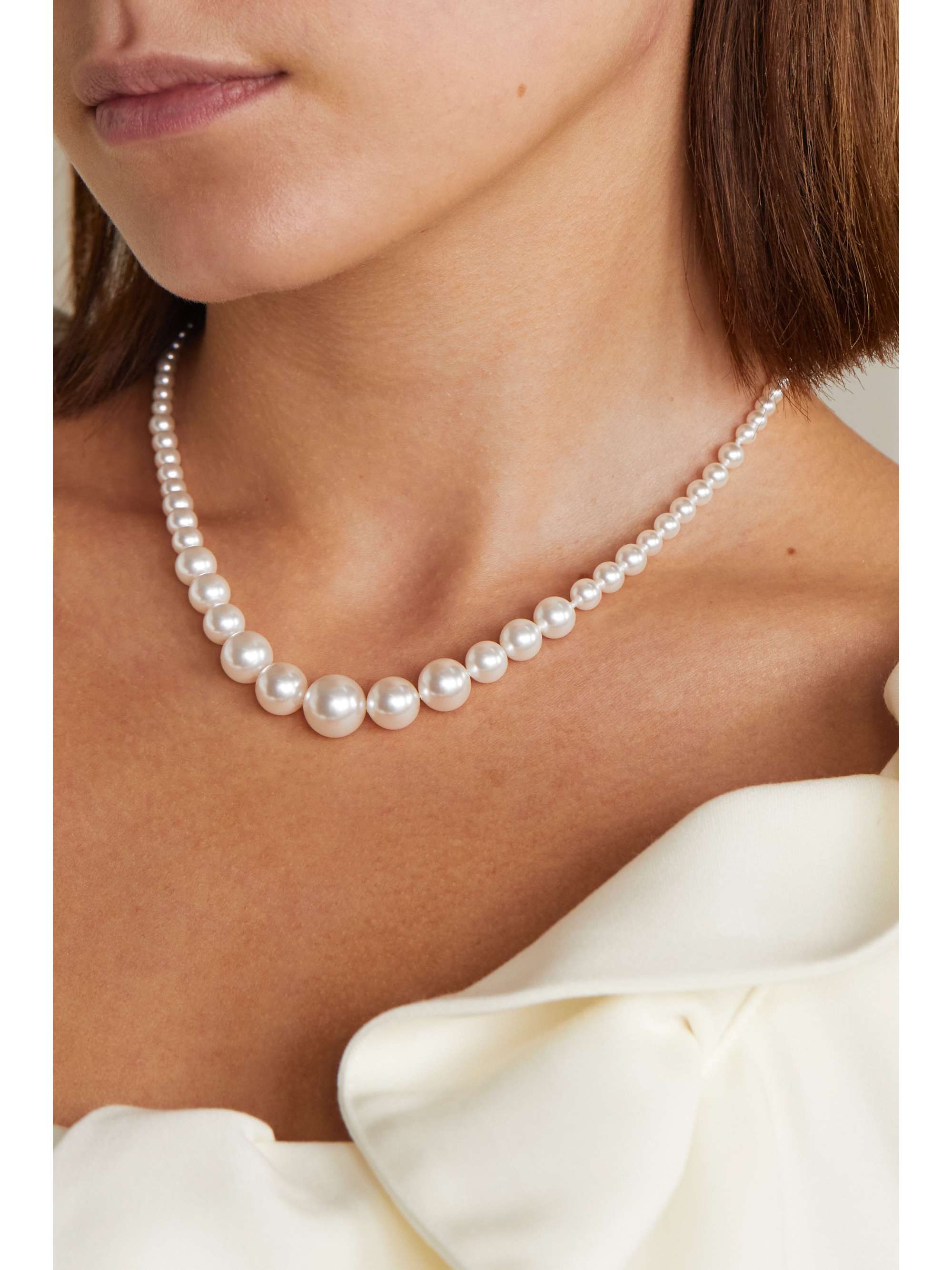 ALESSANDRA RICH Silver-tone, pearl and crystal necklace