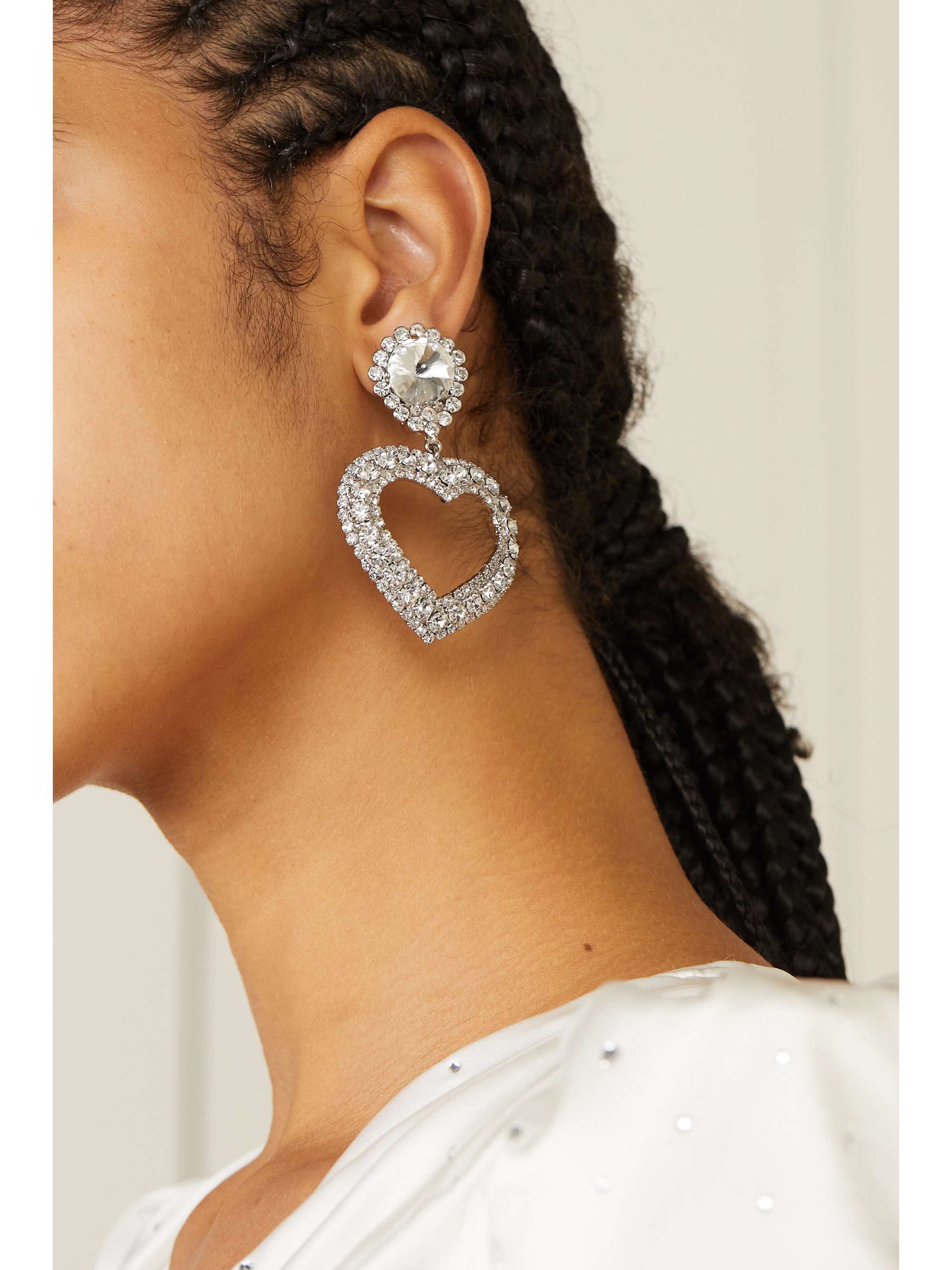 ALESSANDRA RICH Silver-tone crystal clip earrings