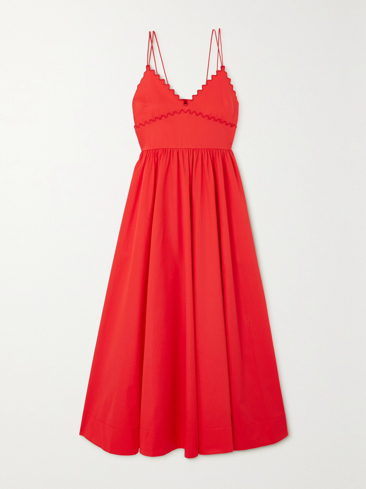 La Ligne Embroidered Scalloped Cotton-poplin Midi Dress - x large