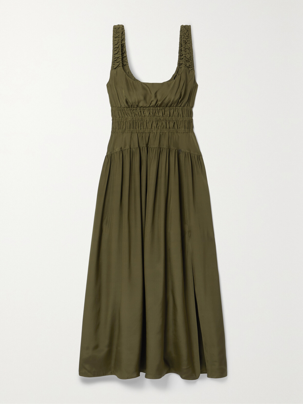 La Ligne - Shirred Silk Midi Dress - Green