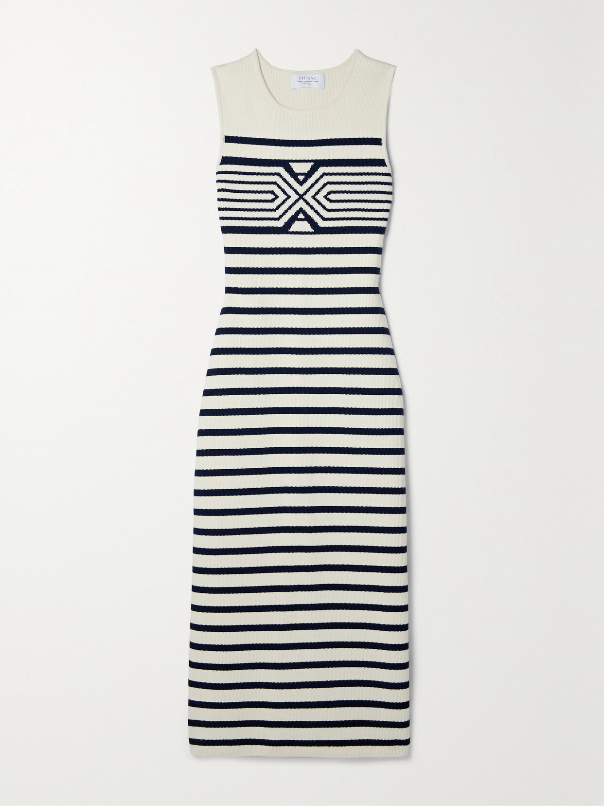 La Ligne - Striped Cotton Midi Dress - Blue