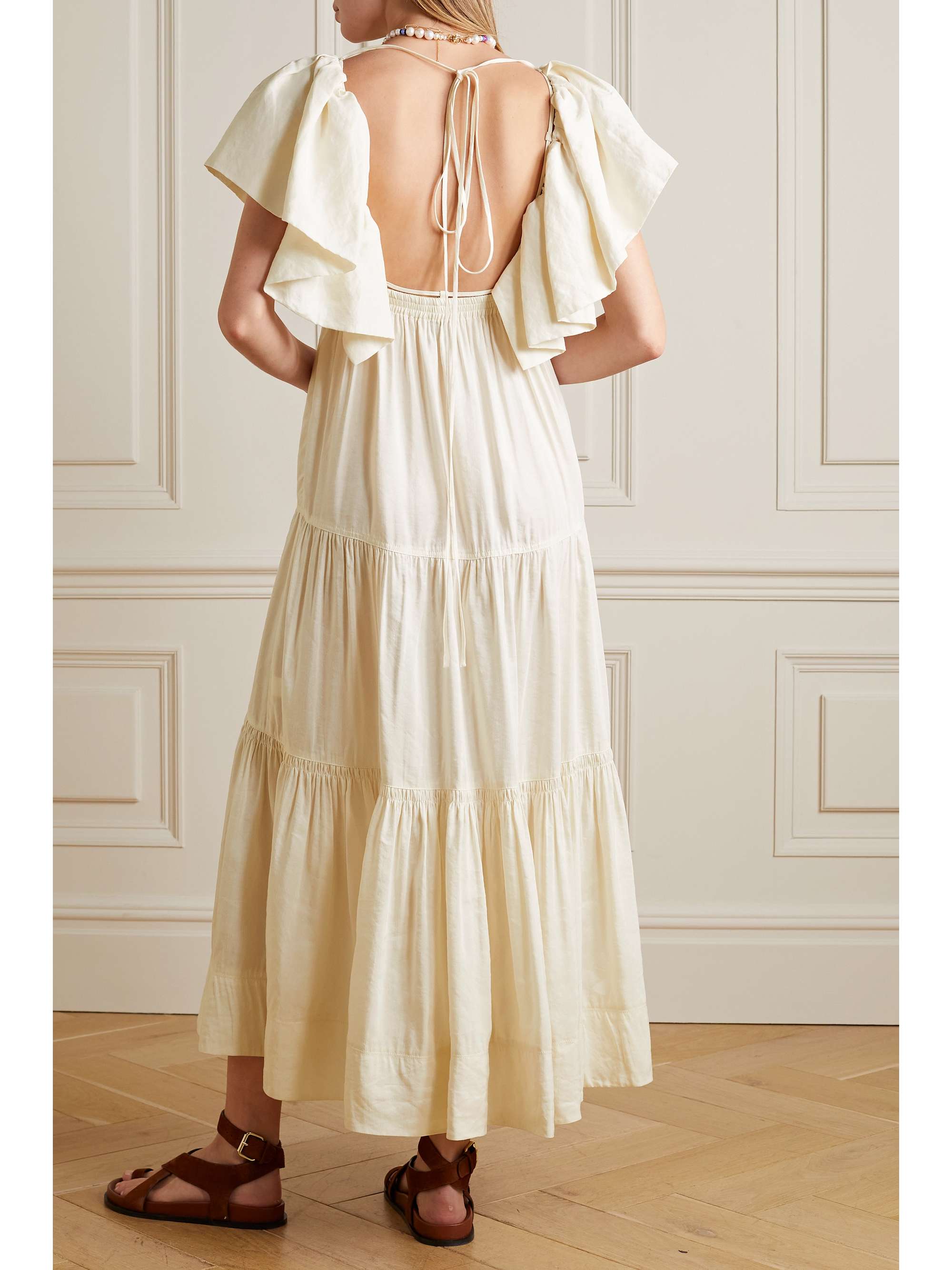 LA LIGNE Stella tiered linenblend maxi dress NETAPORTER
