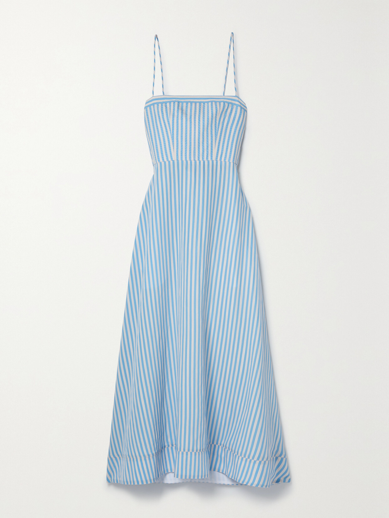 La Ligne - Tie-back Striped Voile Maxi Dress - Blue