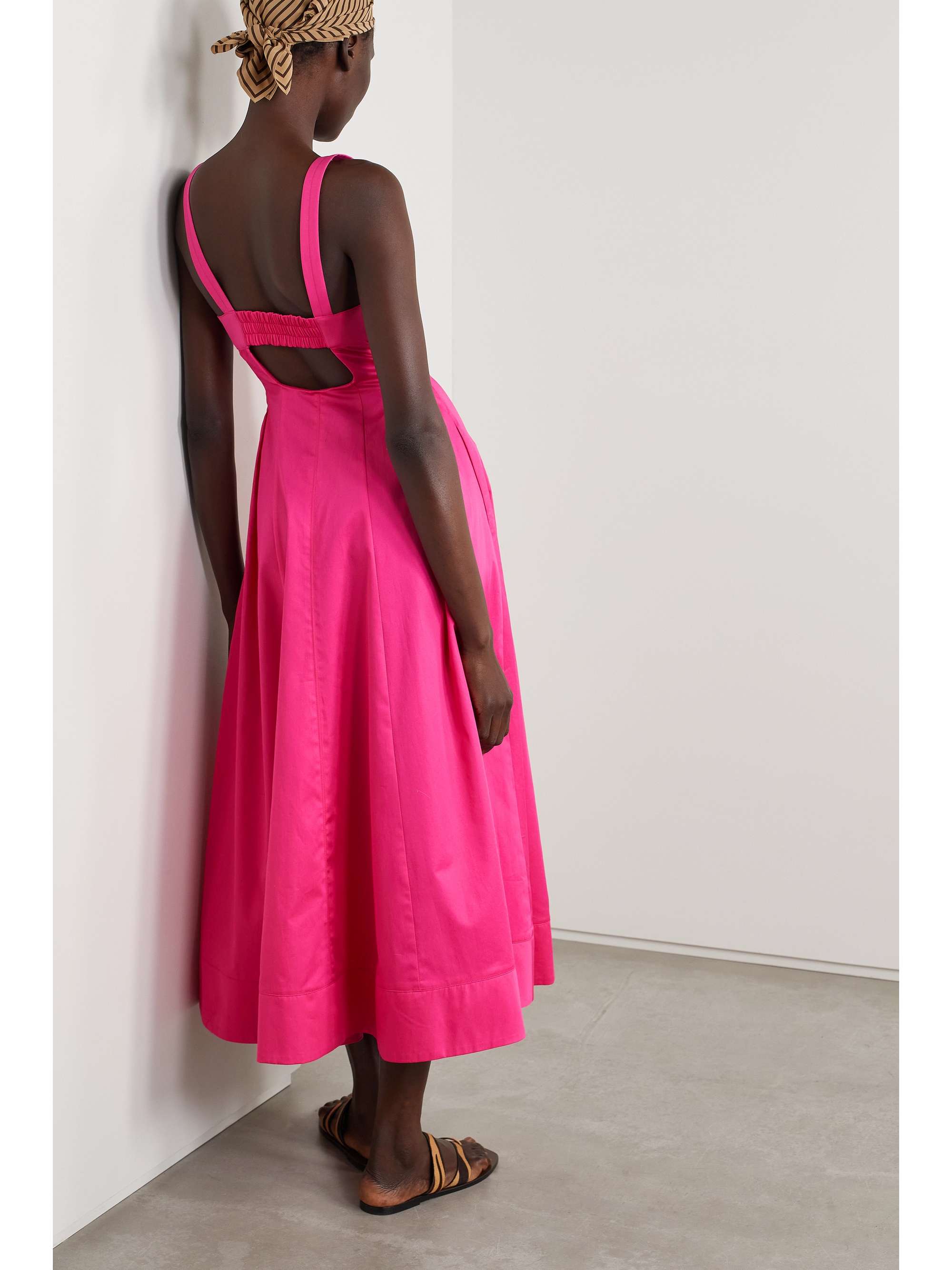 LA LIGNE Pleated cotton-poplin midi dress