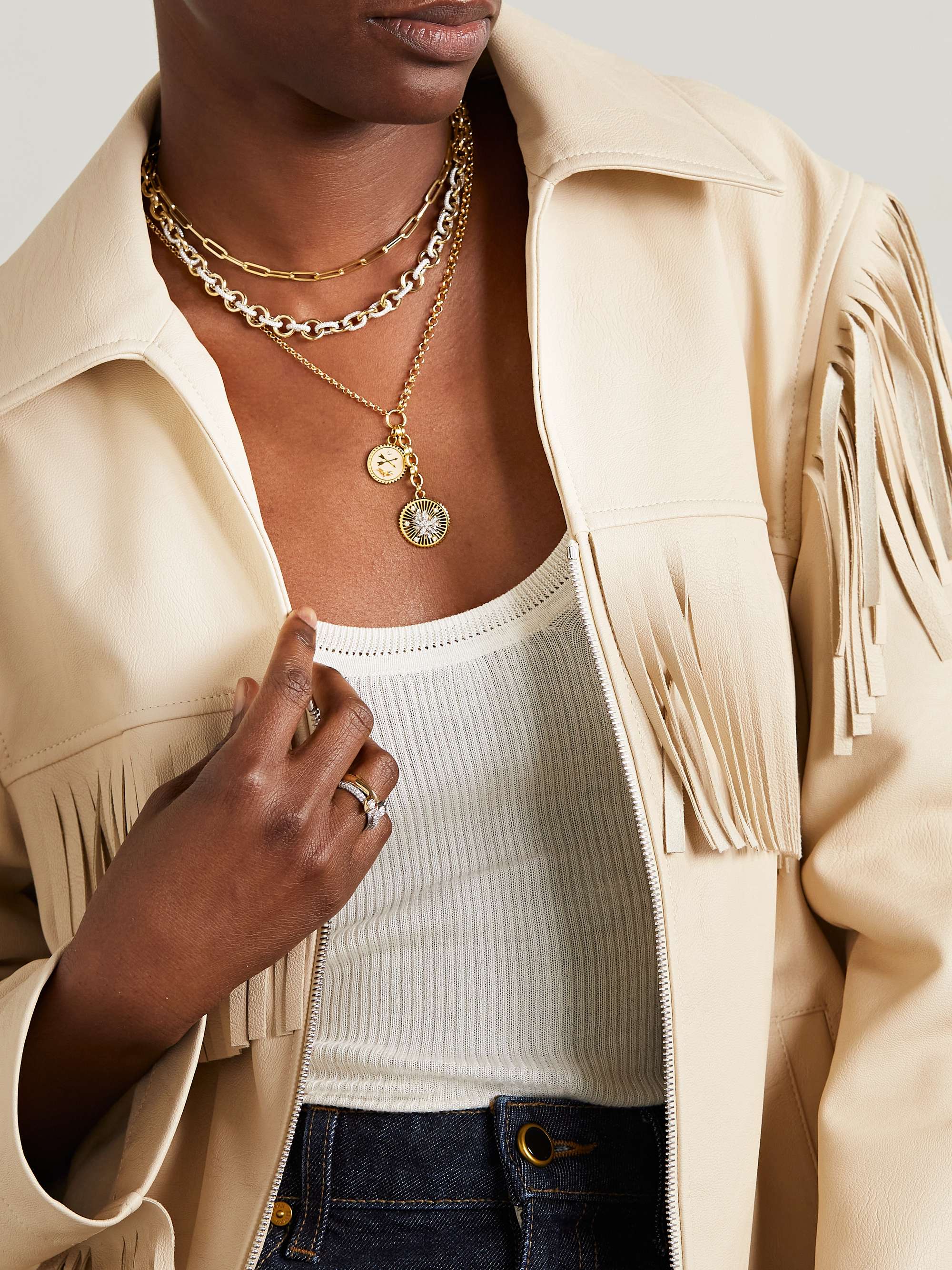 FOUNDRAE Resilience and Passion 18-karat gold, enamel and diamond necklace