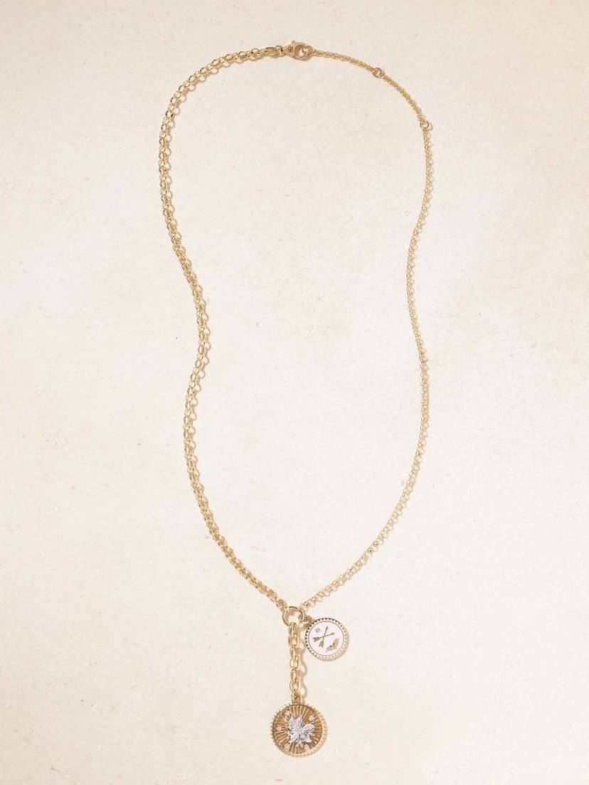 Foundrae Resilience And Passion 18-karat Gold, Enamel And Diamond Necklace