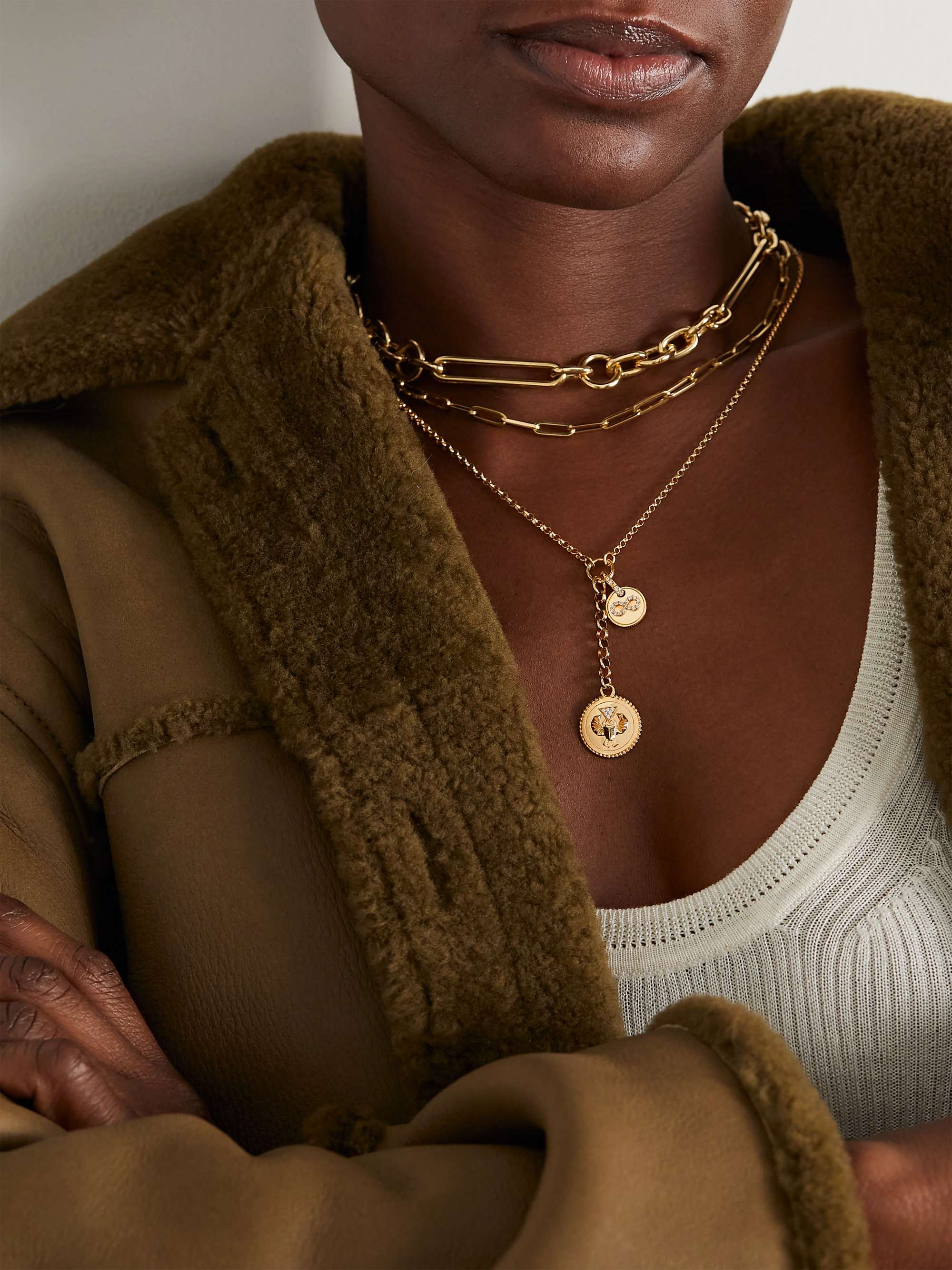 FOUNDRAE Protection and Karma 18-karat gold diamond necklace