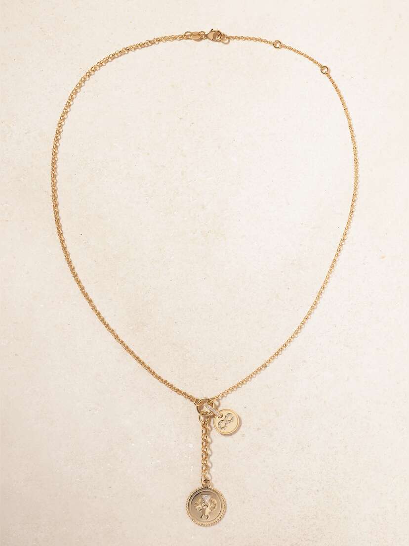 Foundrae Protection And Karma 18-karat Gold Diamond Necklace