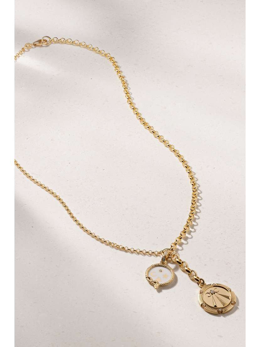 Foundrae Mind Body Soul Wholeness 18-karat Gold, Enamel And Diamond Necklace