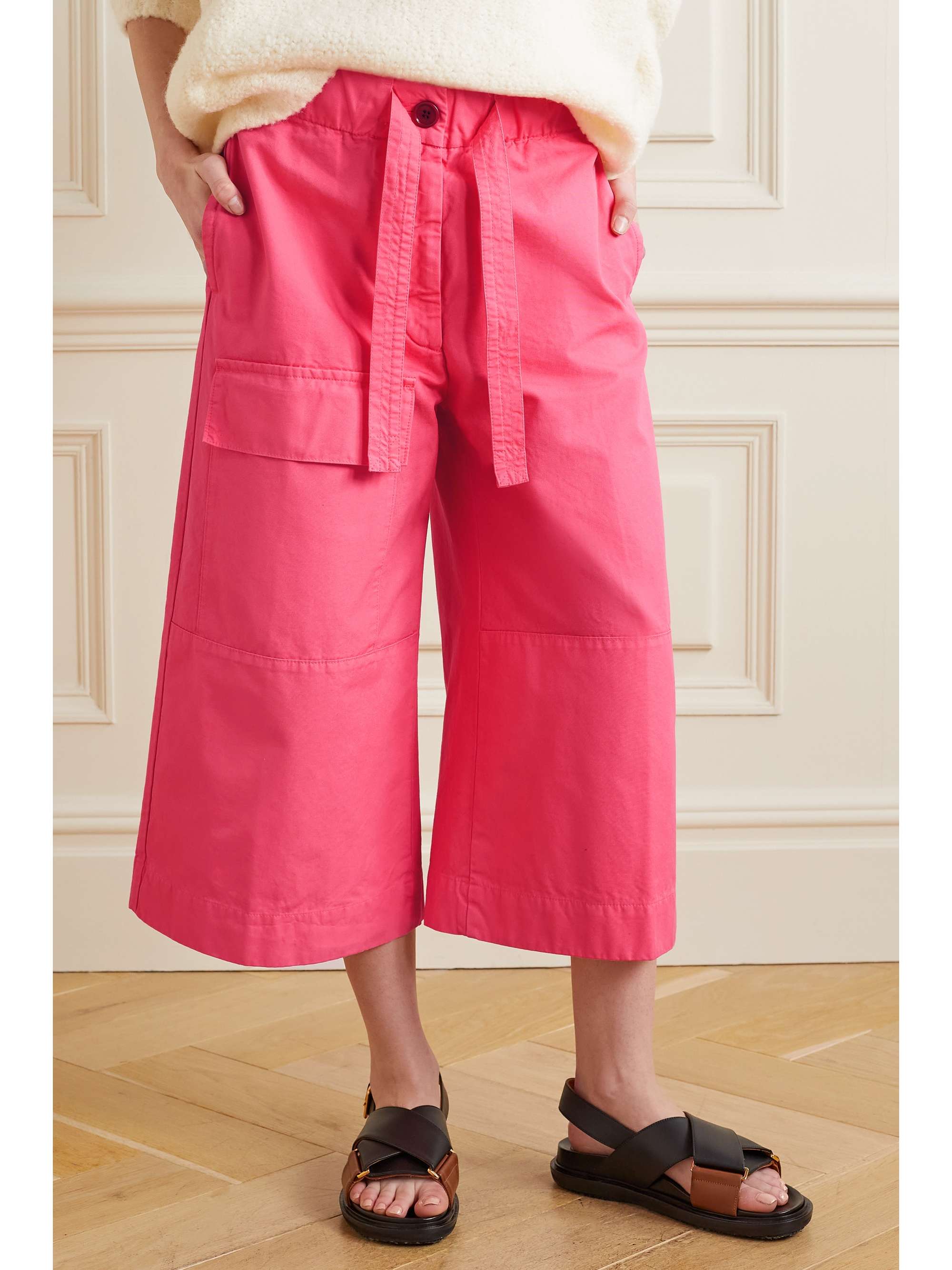 DRIES VAN NOTEN Cropped cotton-canvas wide-leg pants