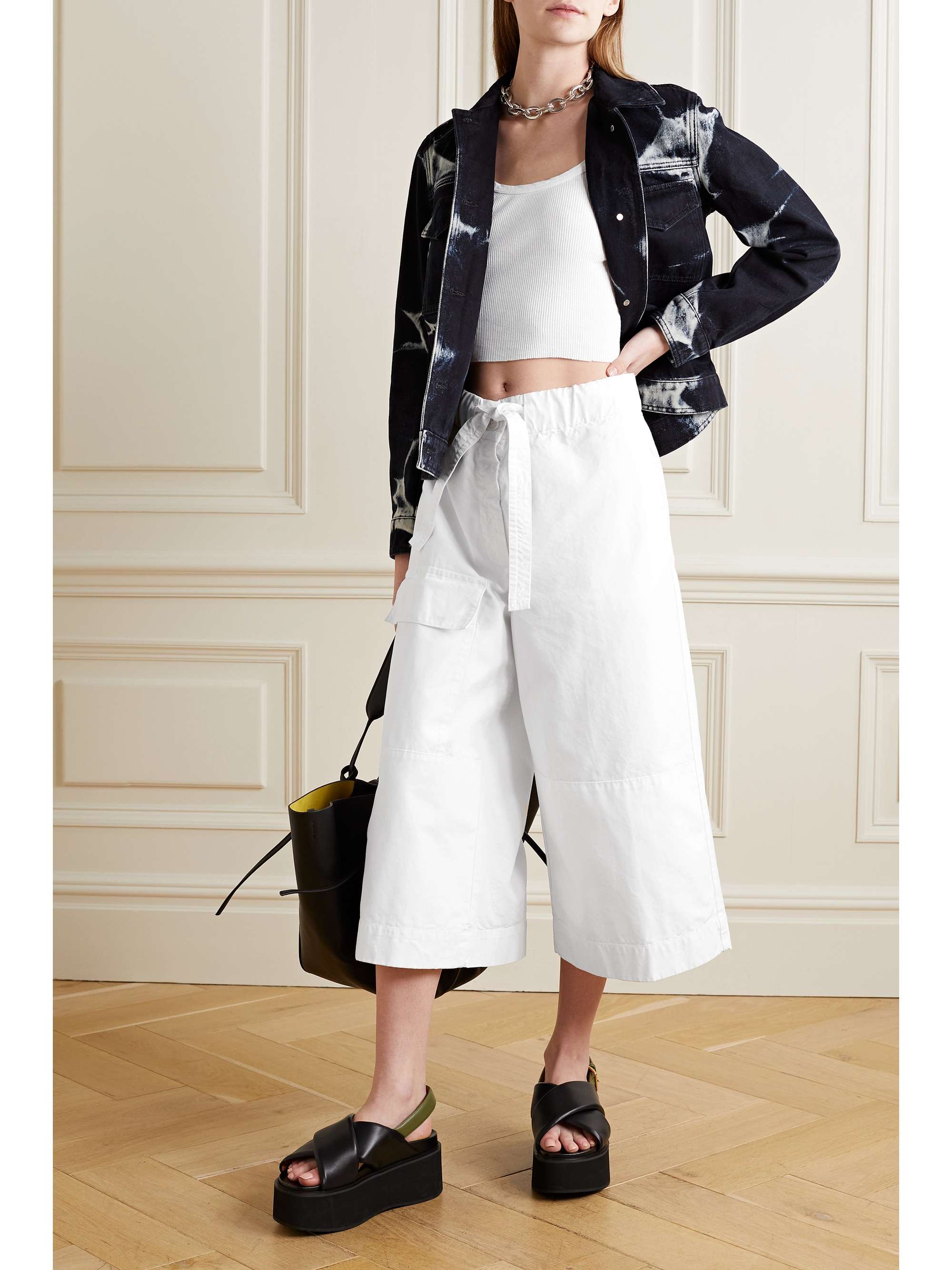 DRIES VAN NOTEN Cropped cotton-canvas wide-leg pants